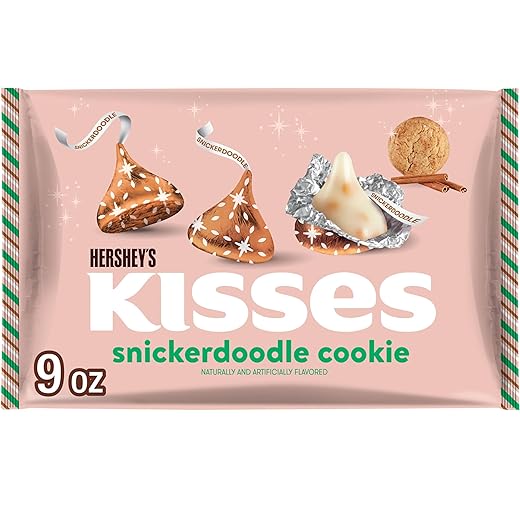 HERSHEY'S KISSES Snickerdoodle Cookie Flavored, Christmas Candy Bag, 9 oz