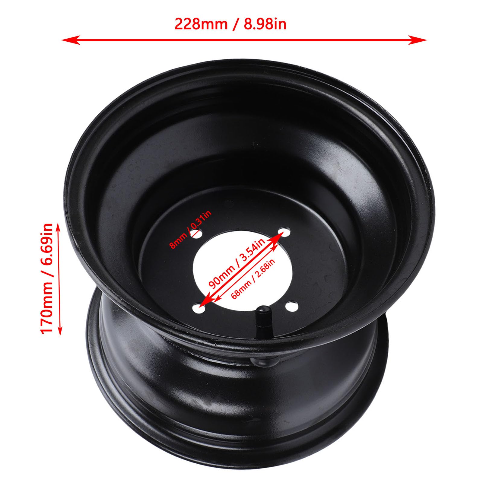 Ausla Llanta de ATV de 8 Pulgadas, Llanta Trasera de Acero de Alta Dureza 18X9.50-8 con 4 Agujeros para Go Kart Quad Dirt Bike Buggy Ride on Mower