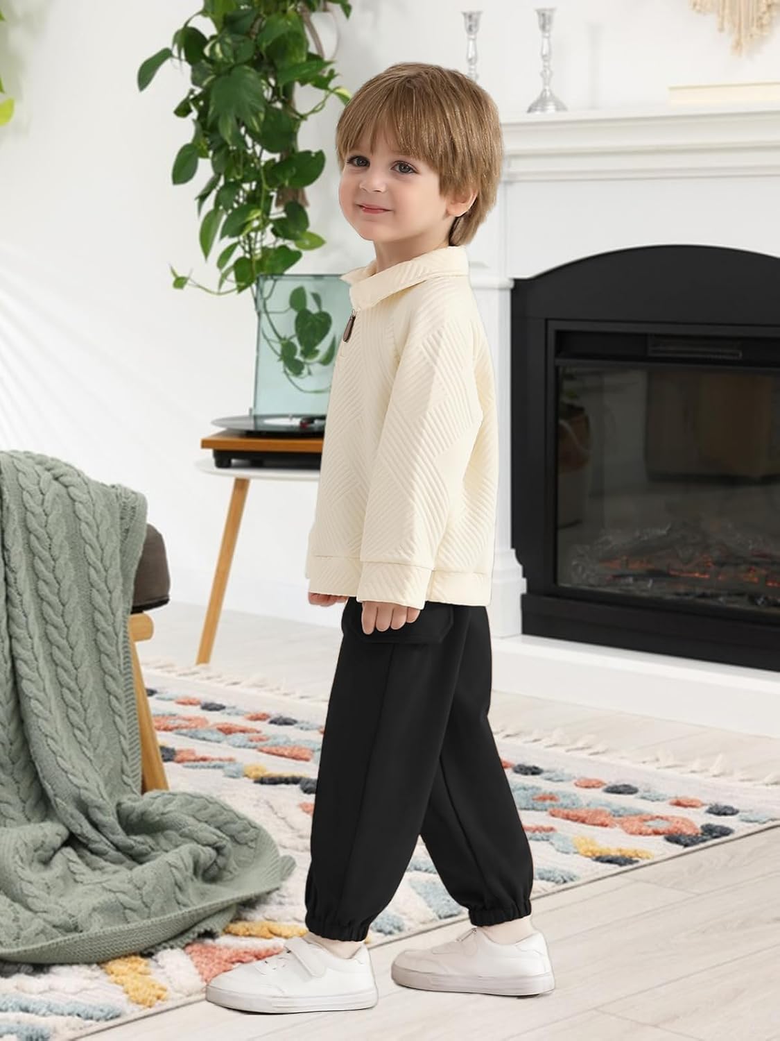 ESHOO Toddler Baby Boy Fall Winter Clothes 2 Piece Outfits Sweatsuit Boys Long Sleeve Zipper Sweatshirt and Pants Set 18M-6T - Image 6