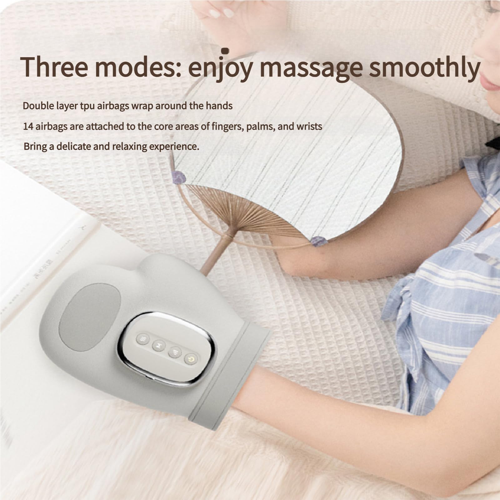 Massaggiatore Elettrico Cordless per Dita e Polso, Massaggio puntiforme Multi-modalità, Livelli di Calore, 5 Livelli di intensità, Impugnatura Regolabile per papà, Mamma