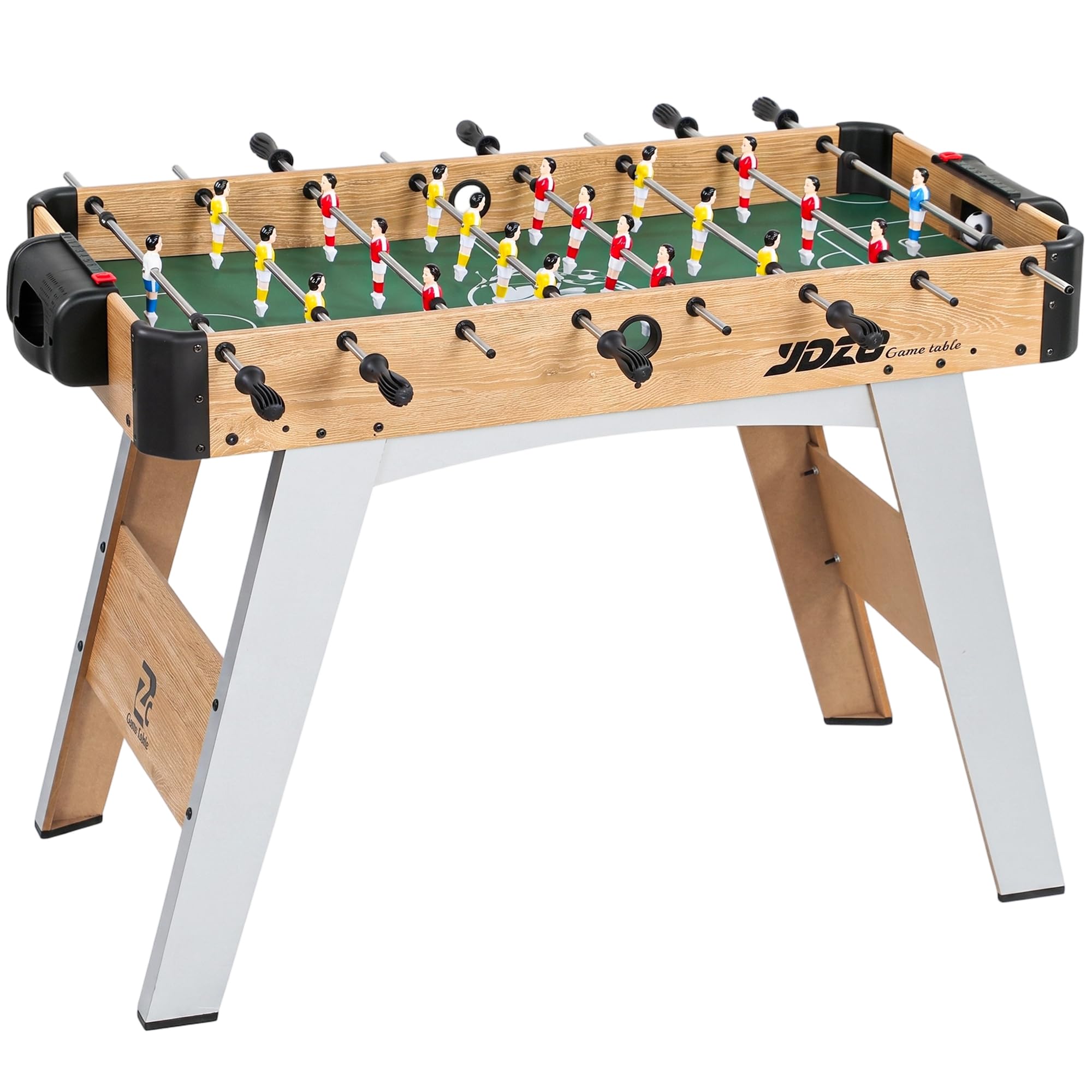 SPORTNOW Calcio Balilla, Biliardino da Casa con 22 Giocatori, 8 Aste, 2 Palline, Segnapunti, Maniglie Antiscivolo, Calcetto Balilla per Famiglia Adulti per Scuola Feste, 109x77x72 cm, Rovere