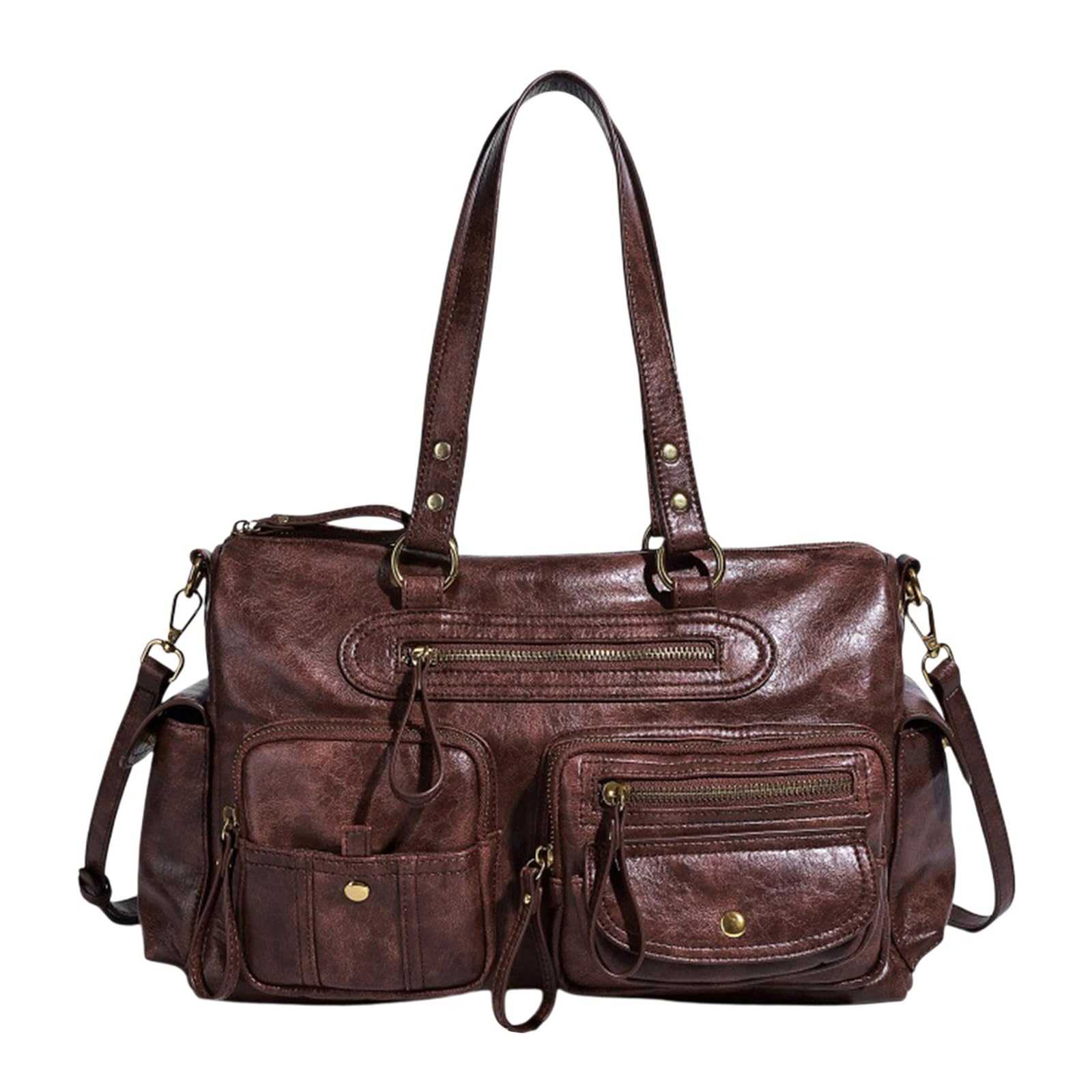 Borsa a tracolla da donna in PU stile anni '90 con tasche multiple borsa retrò con cerniera a tracolla per viaggi