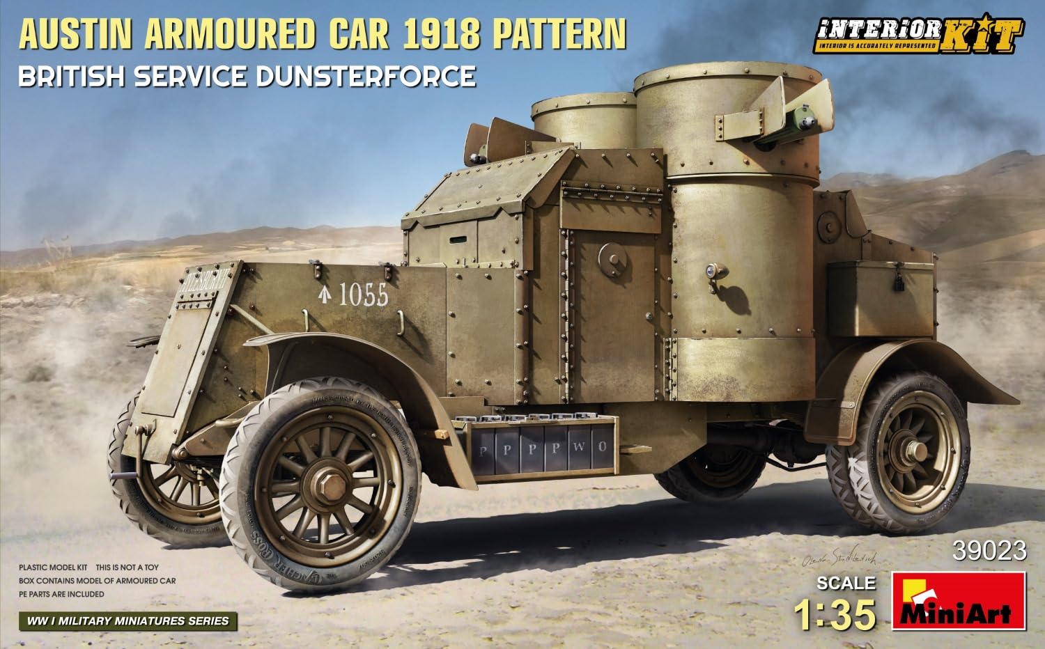 MiniArt 39023 1:35 Panzerspähw. 1918 Dunsterf. Int Kit – riproduzione fedele all'originale, modellismo, kit di costruzione in plastica, fai da te, hobby, incollaggio, modellismo, assemblaggio, non