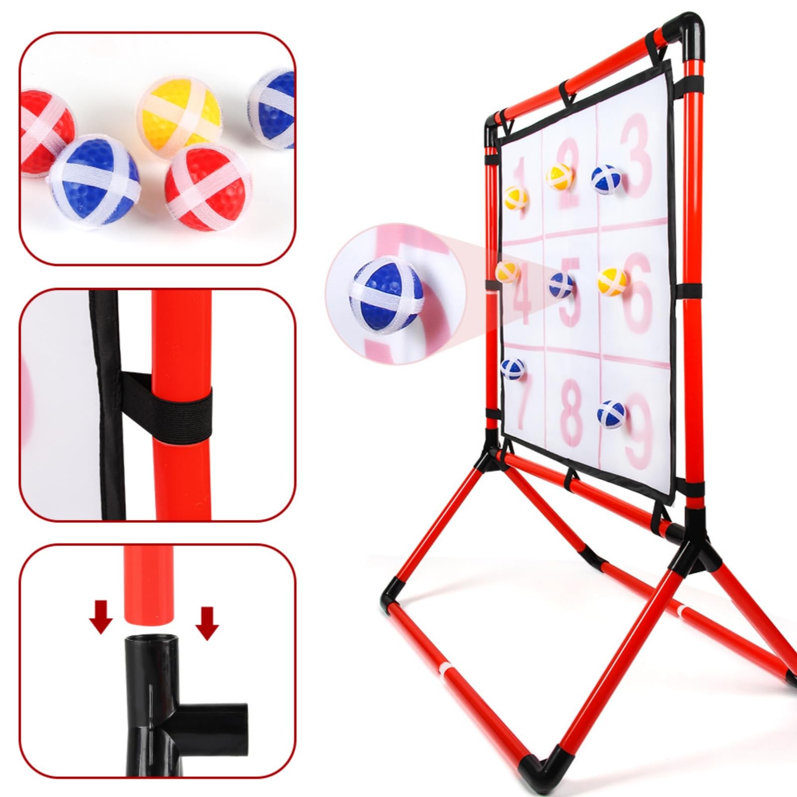 Juego de Lanzamiento Infantil Juego de Dianas Tablero Marco Libre con Objetivo Colorido y Numerado para Puntos Pelotas de Espuma Adecuado para