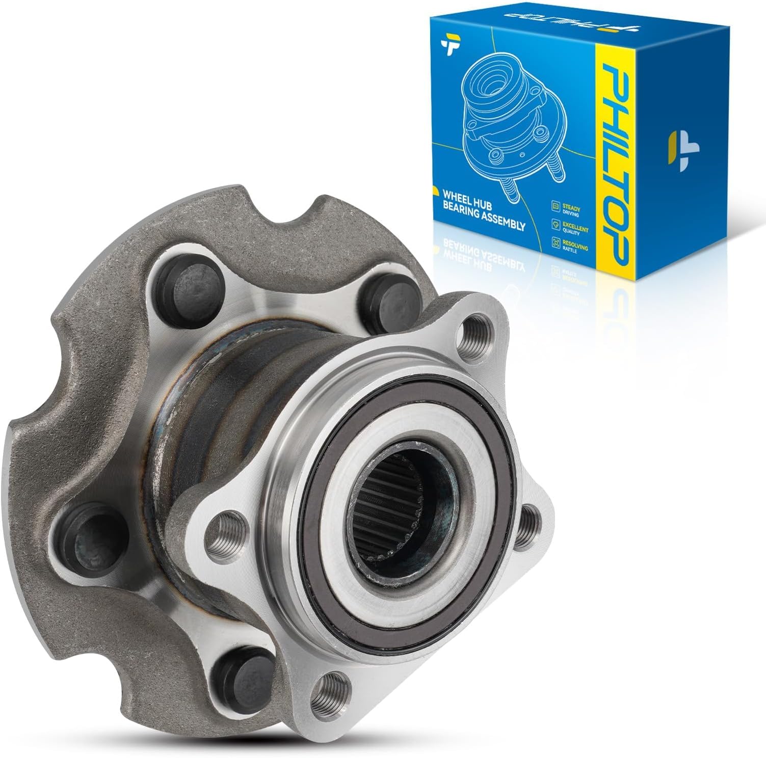 PHILTOP 512374 AWD 4WD Rear Wheel Hub Assembly Fit for Toyota R-A-V-4 2006-2018, Lexus NX300 2018-2021, Lexus NX200t 2015-2017, Lexus NX300h 2015-2021, 5 Lugs Wheel Hub Bearings W/ABS