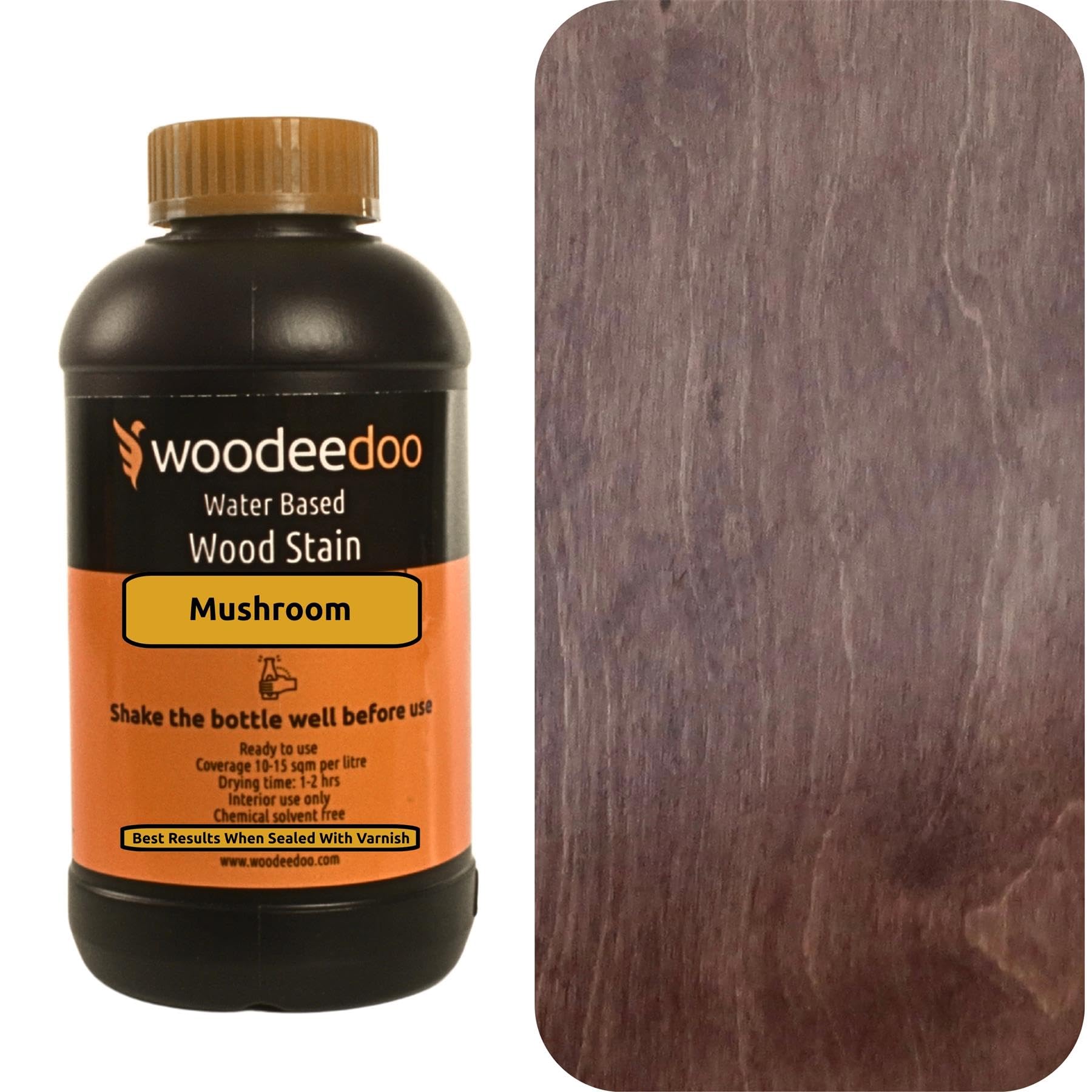 Woodeedoo Mushroom Water Based Wood Stain | Wood Dye | Ready To Use | Environmentally Friendly | Solvent Free | Odour Free | 1 L |