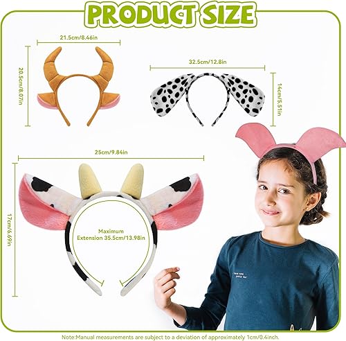 Miniatura 3 de 12 diademas de orejas de animales de granja a granel para niños y adultos, fiesta de cumpleaños
