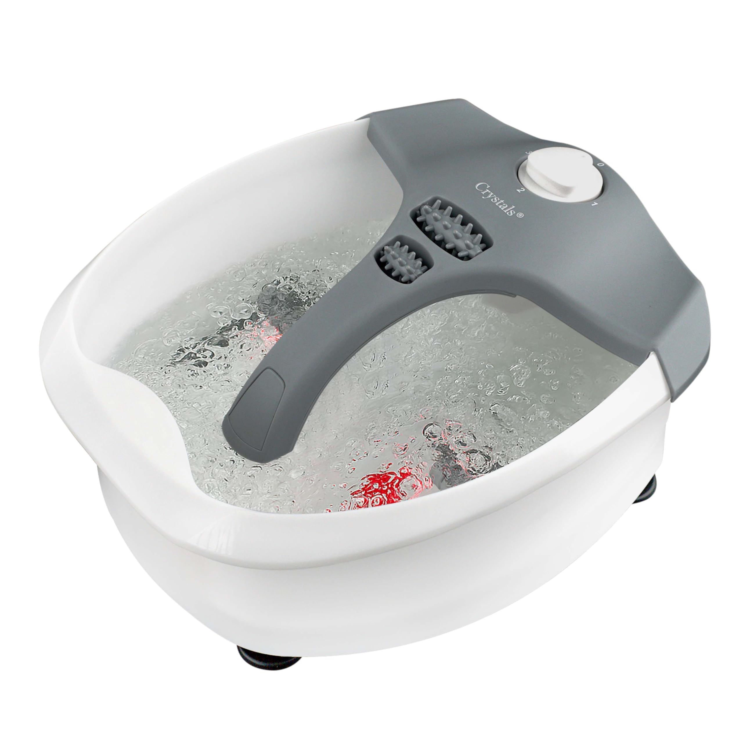 Crystals Foot Spa + Massager Bath with Electric Temperature Controller Heater, Bubbles, Soothing Vibration Massage Rollers, Infrared Lights for Tired Feet Therapeutic, 80 Watt (Foot Spa)