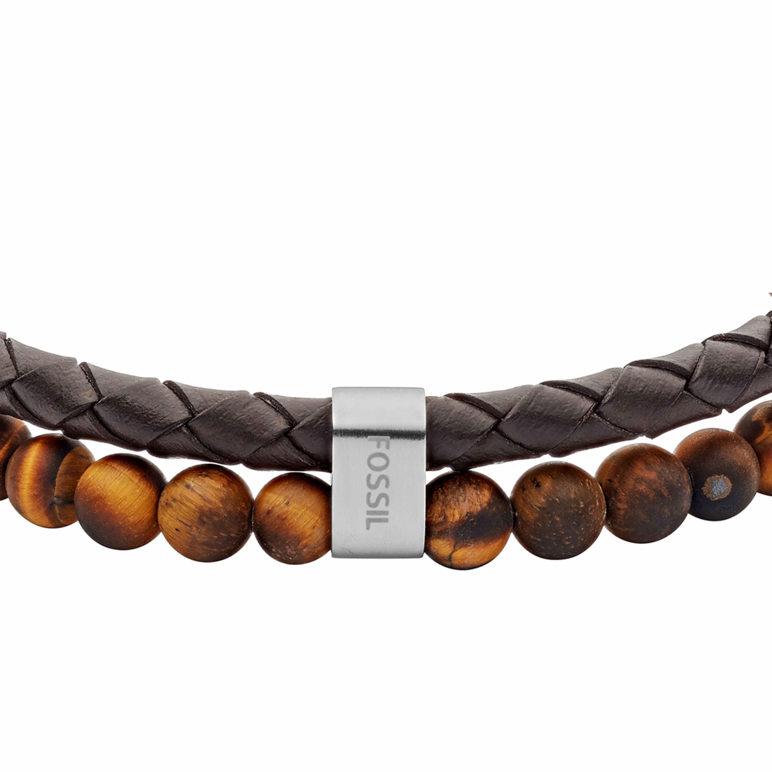 Fossil Herrenarmband aus Edelstahl oder Leder mit Faltverschluss