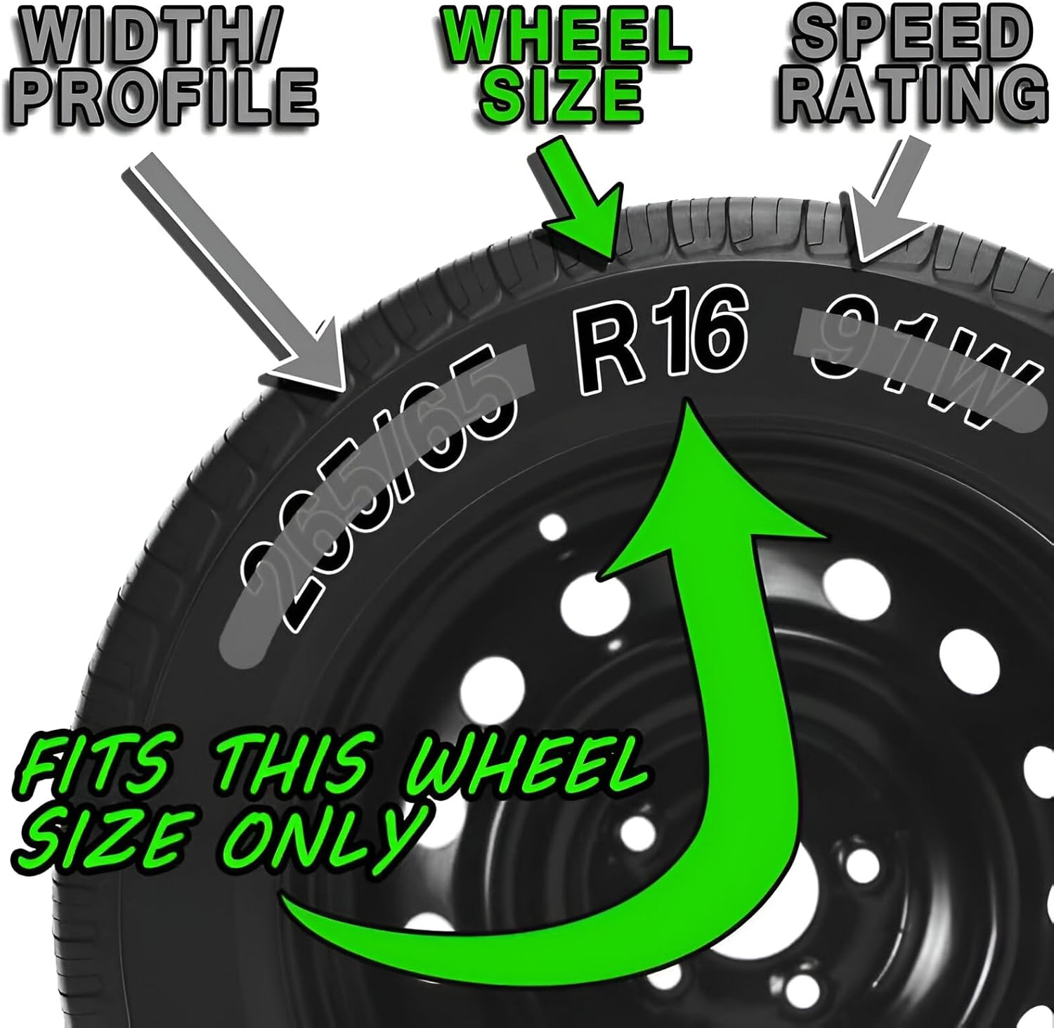 OxGord 16" Inch Hubcap Wheel Covers - (Set of 4) Hub Caps for Standard Steel Rims - Snap-on (Ice Black)
