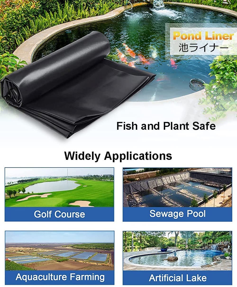 Tuinvijverfolie HDPE flexibele vijverfolie, zwarte waterdichte Tuinvijverfolie HDPE flexibele vijverfolie, zwarte waterdichte