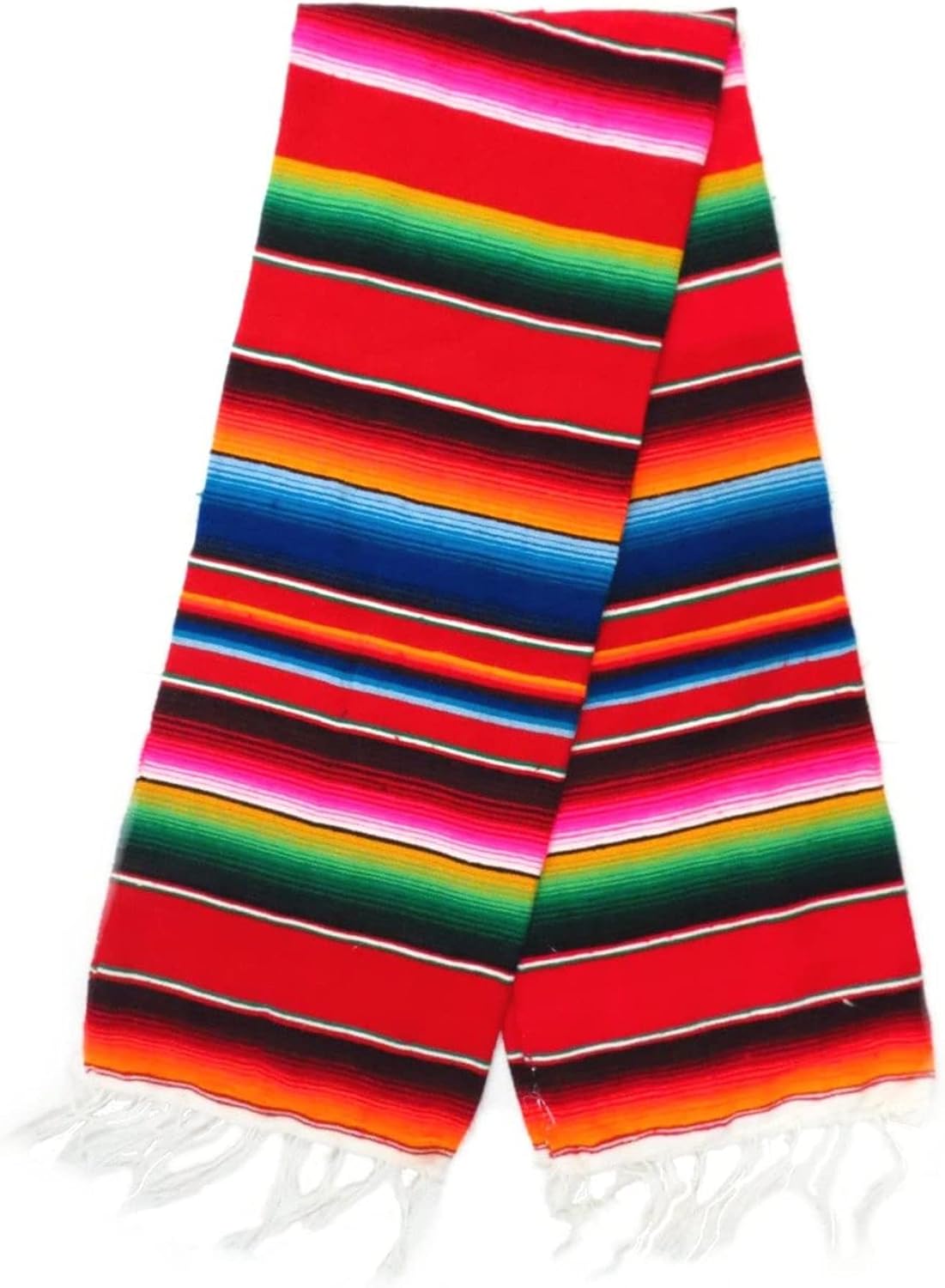 Leos Imports Ethnic Mexican Serape Blanket, 84 x 55 Inches, Traditional Mexican Blanket, Handmade throw, made in Mexico with unique vibrant colorful threads - (Red)