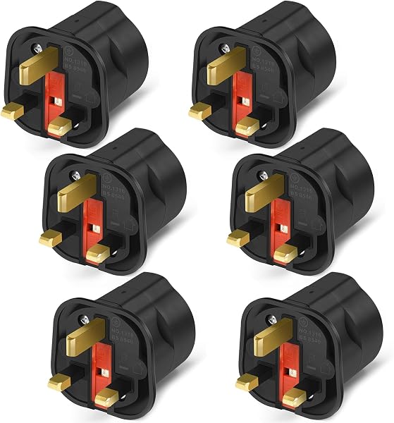 VGUARD Adapter europejski na brytyjski – 6-pak adapter wtykowy adapter wtyczki UE do Wielkiej Brytanii 2-pinowy adapter wtyczki do 3-pinowego konwertera podróżnego z Francji, Włoch, Hiszpanii, Niemiec