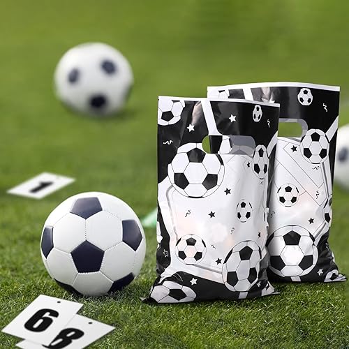 Miniatura 3 de NQEUEPN 50 bolsas de regalo de botín de plástico para fútbol, bolsas de dulces de fútbol, bolsas de fiesta de fútbol, bolsas de regalo de fútbol,