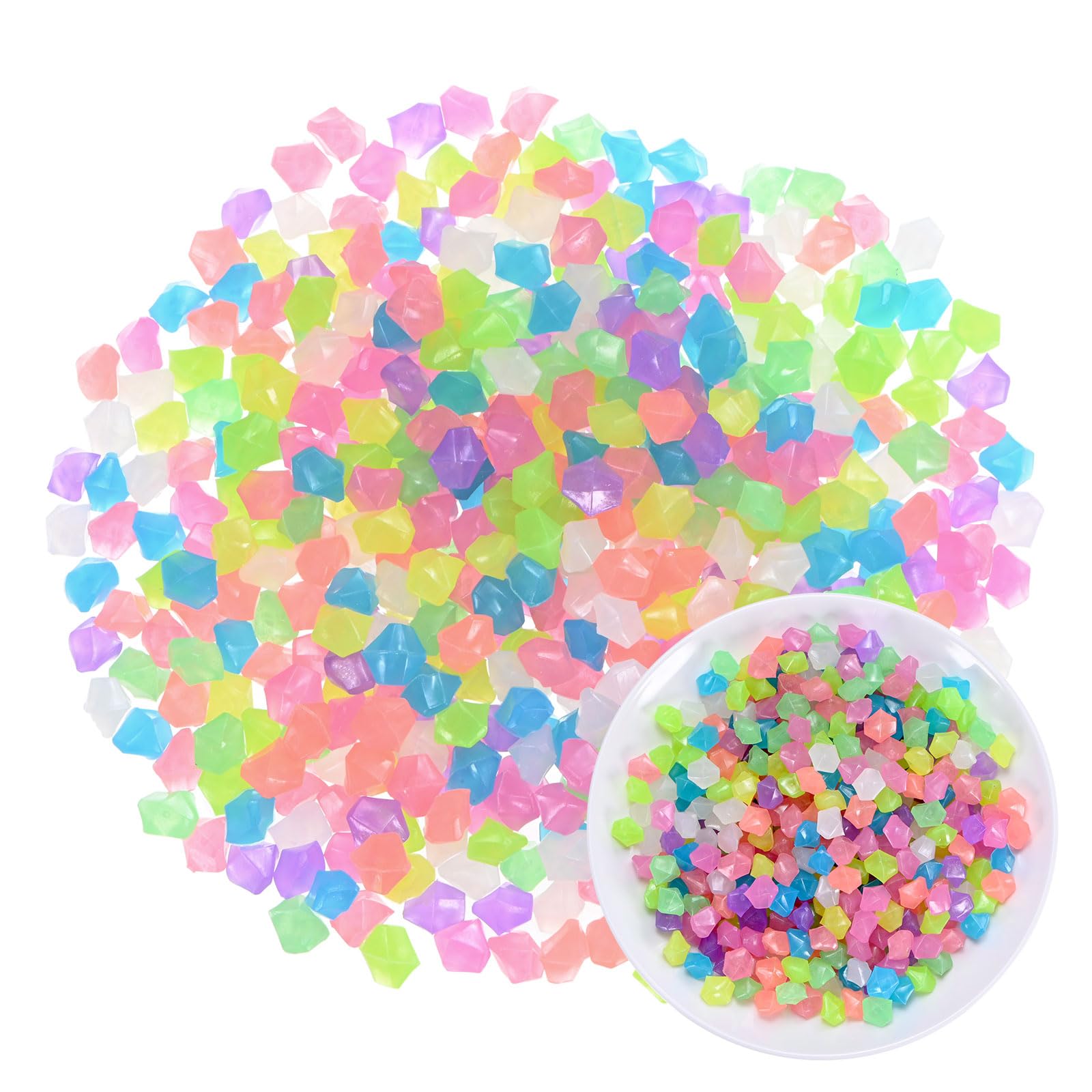 M METERXITY 300-Pack Glow in the Dark Rocks 0.51in Resin, Multicolor โ image 1