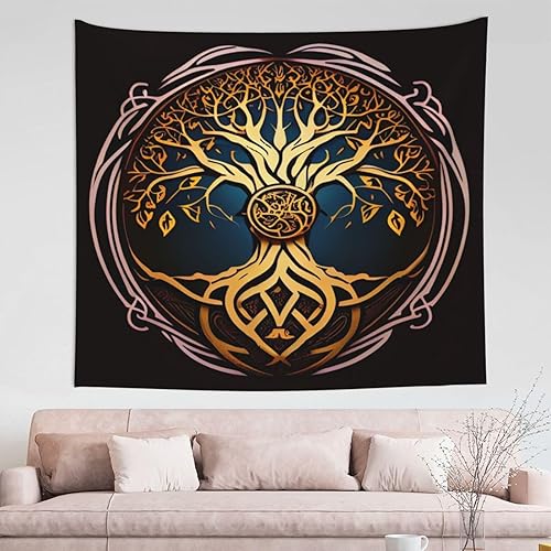 Tapiz de mitología nórdica vikinga, árbol de la vida, tapiz de decoración de pared, tapiz para decoración de hogar, sala de estar, dormitorio