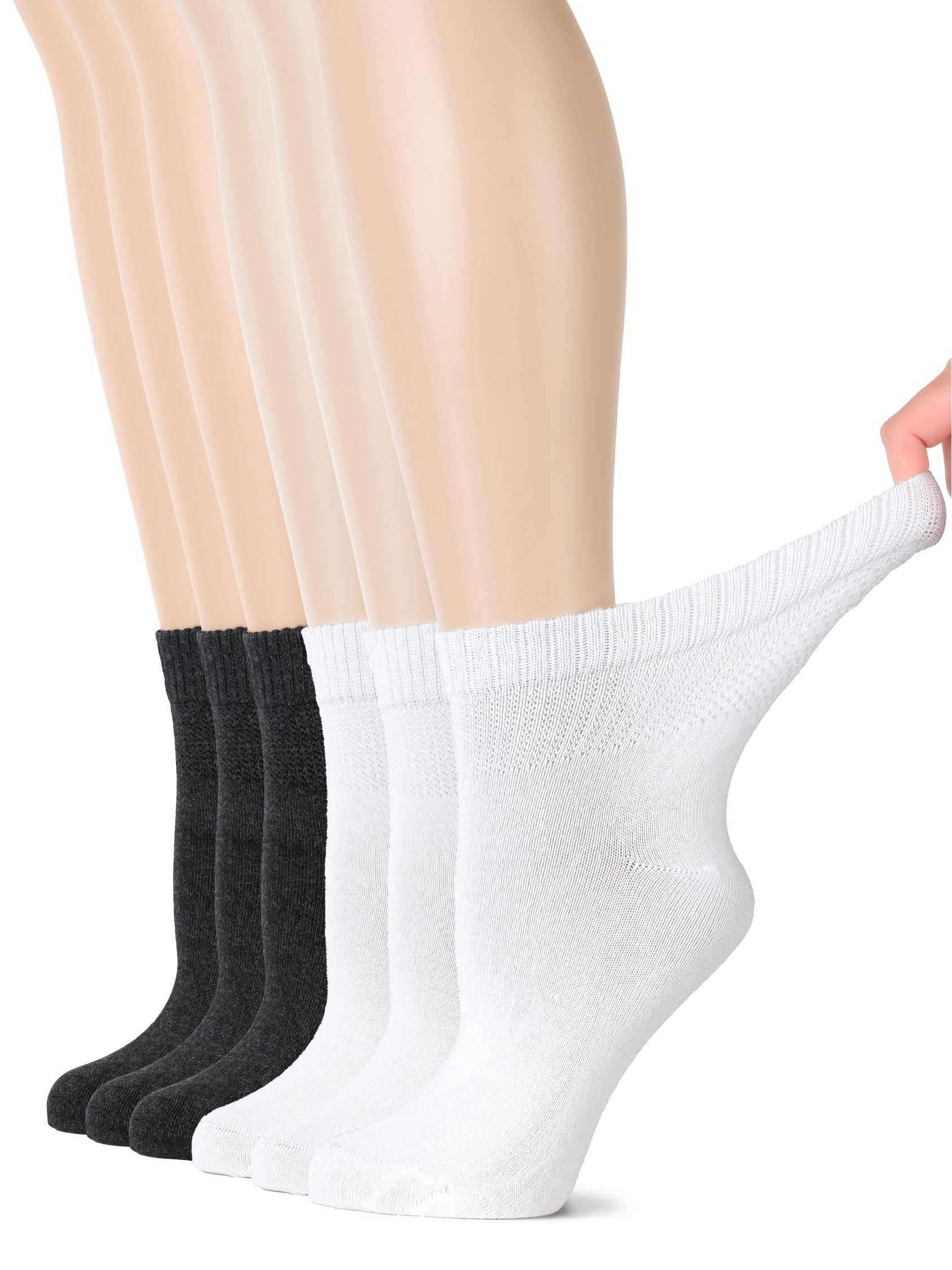 Hugh Ugoli Women's Rayon Ankle Loose Fit Diabetic Socks, Soft, Seamless Toe, Wide Stretchy, Non-Binding Top, 3-6 Pairs