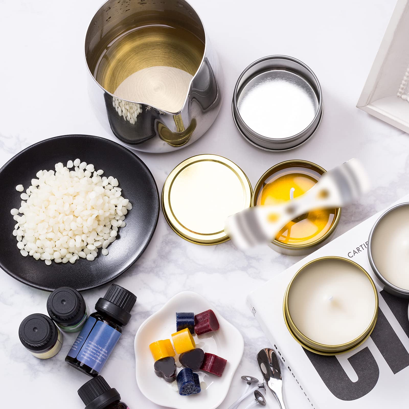 Kit Candele Fai Da Te In Cera D'Api - 50 Stoppini, 8 Barattoli E Accessori Completi - Foto 11