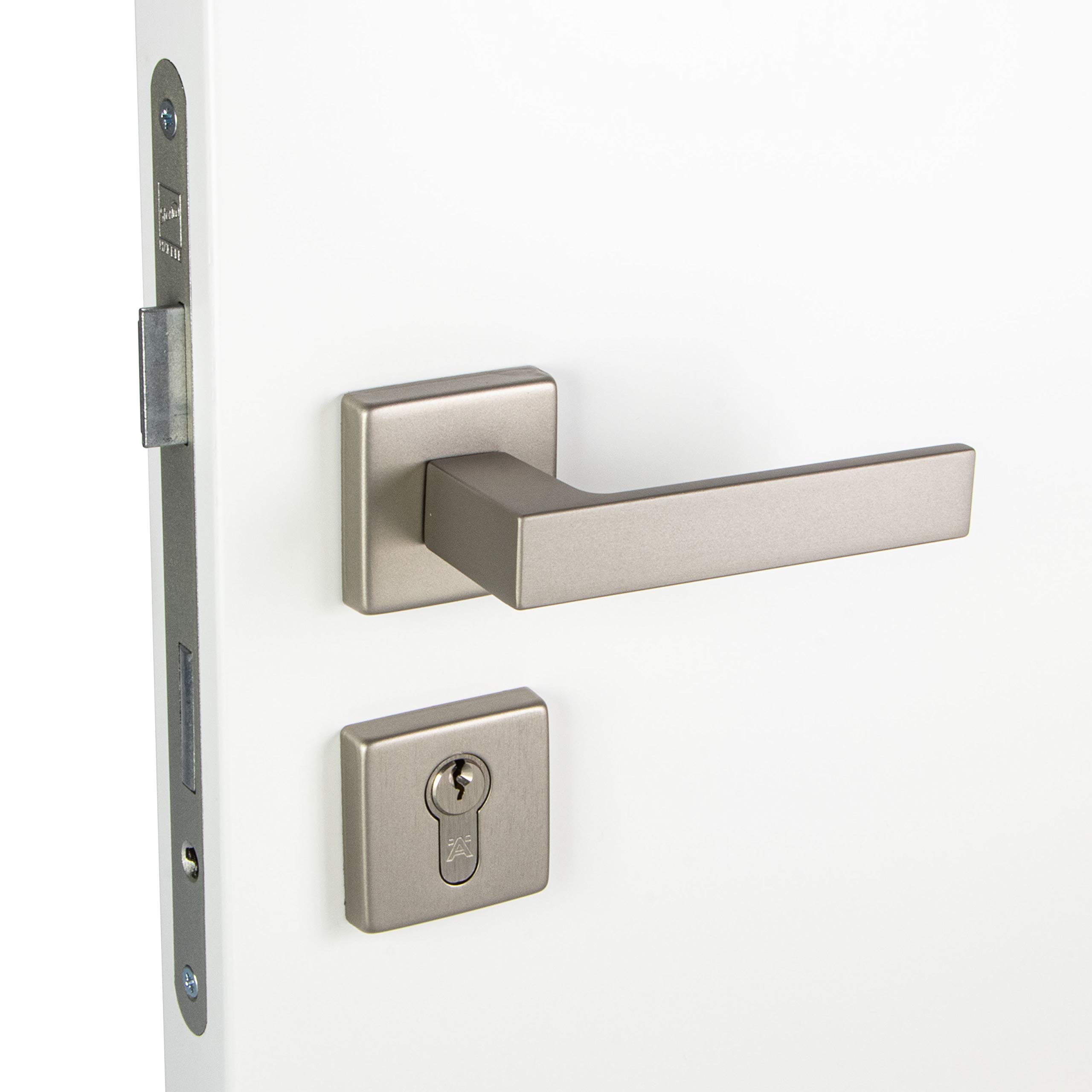 Gedotec Manija de aluminio para puerta de acero inoxidable – PUSH 1317 Ö BB – Barras de colores – Par de manijas plateadas para puertas interiores – 1 juego – Manija de puerta con material