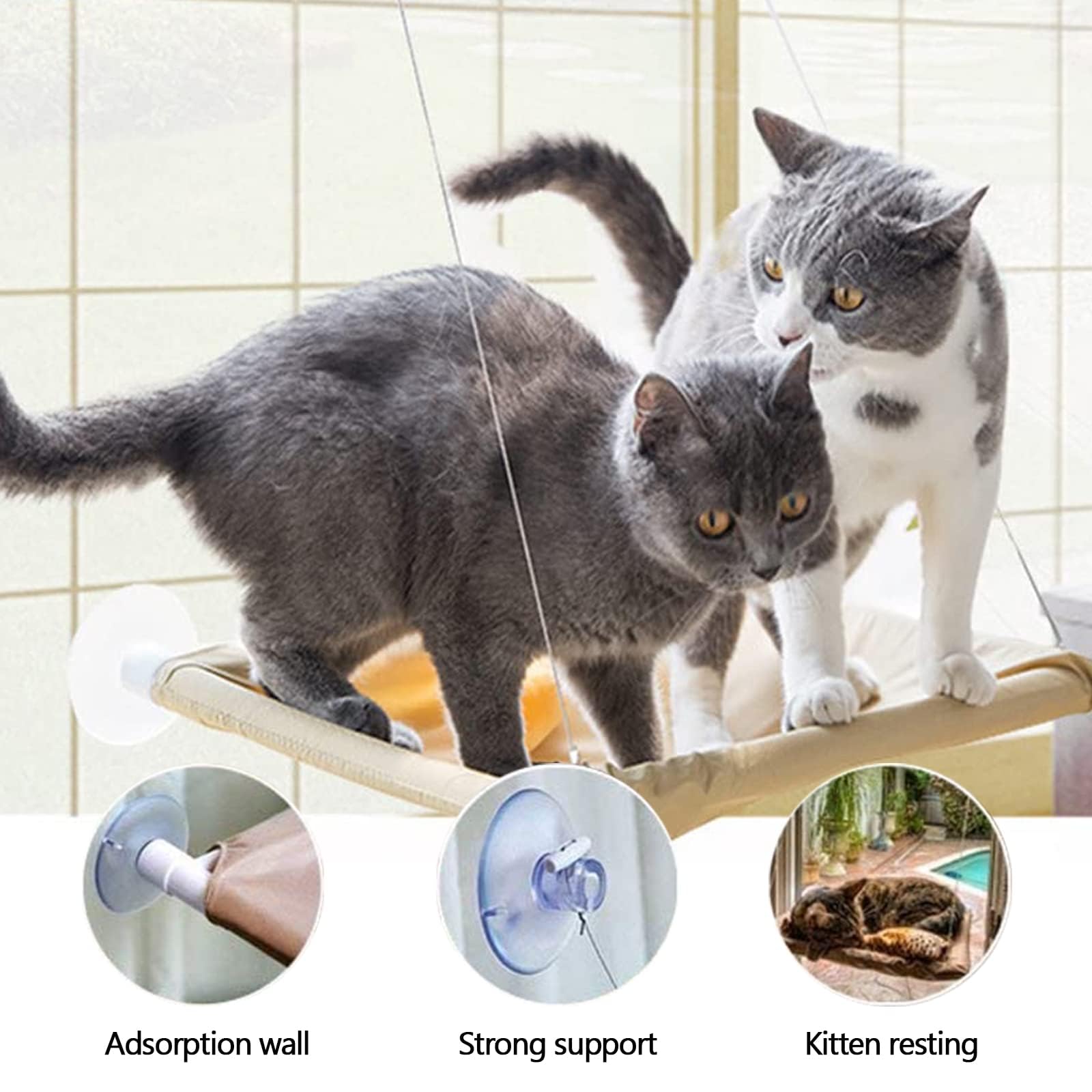 Cirulli Hamaca de Ventana para Gato, Cama Colgante de Interior Reclinable para Gatos de hasta 25kg, Grande para Siesta y Tomar el Sol