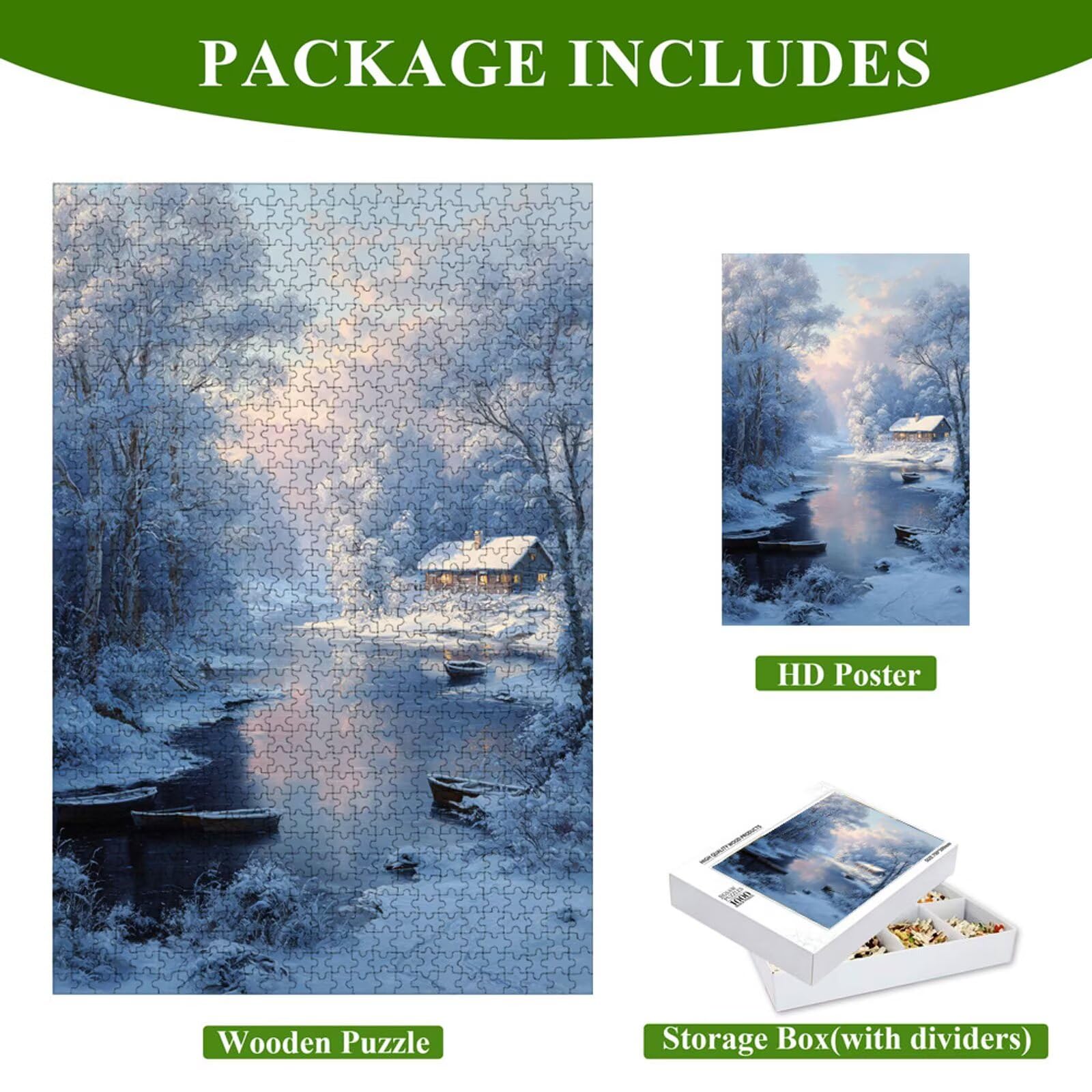 Puzzle 1200 Piezas Adultos Invierno & Árbol, Rompecabezas con Letras Traseras y Póster, Pasatiempo Antiestrés, Decoración de Pared, Regalo Decorar Mujer Hombre 75 x 50 cm (14 Años +) P3#1134