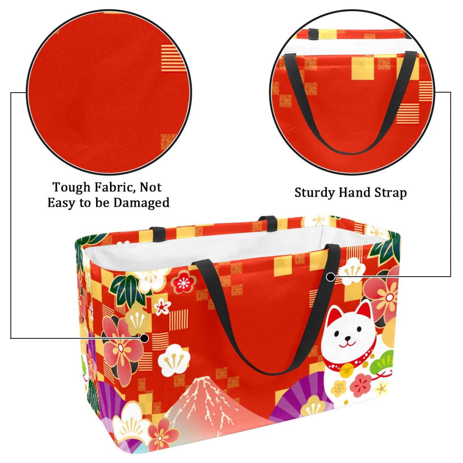 Borsa giapponese riutilizzabile (JAPONORAMA), borsa per la spesa, grande capacità, pieghevole, compatta, con custodia colorata, Kyoto, taglia unica