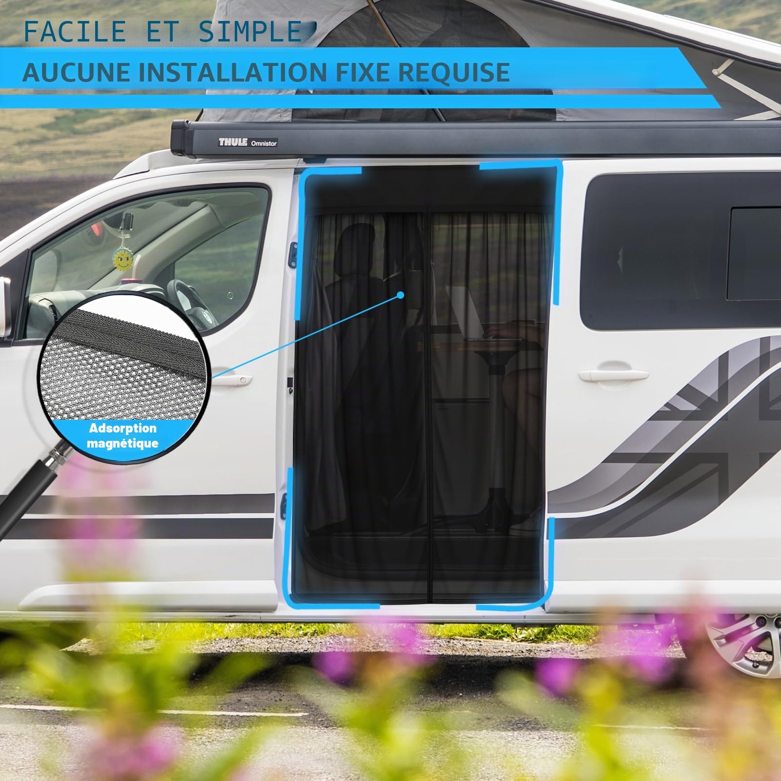 Moustiquaire de rechange pour Opel Vivaro 2019-2025, porte latérale de voiture, moustiquaire magnétique, à une couche, respirante, pour l'extérieur et le camping
