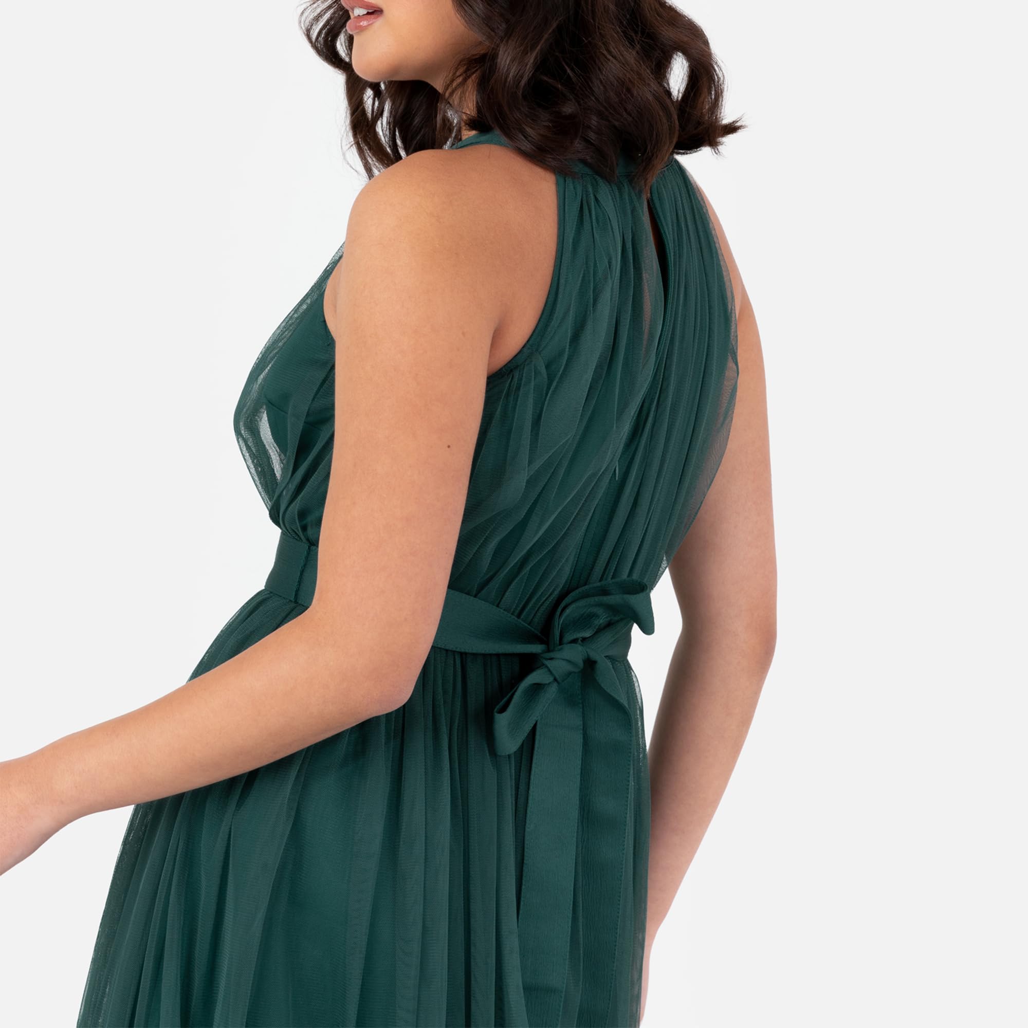 Anaya with Love Ladies Maxi Dress for Women Halter Neck Long Sleeveless with Belt A Line Evening Gown Ball Prom Wedding Guest Bridesmaid Vestito Donna (Pacco da 1)