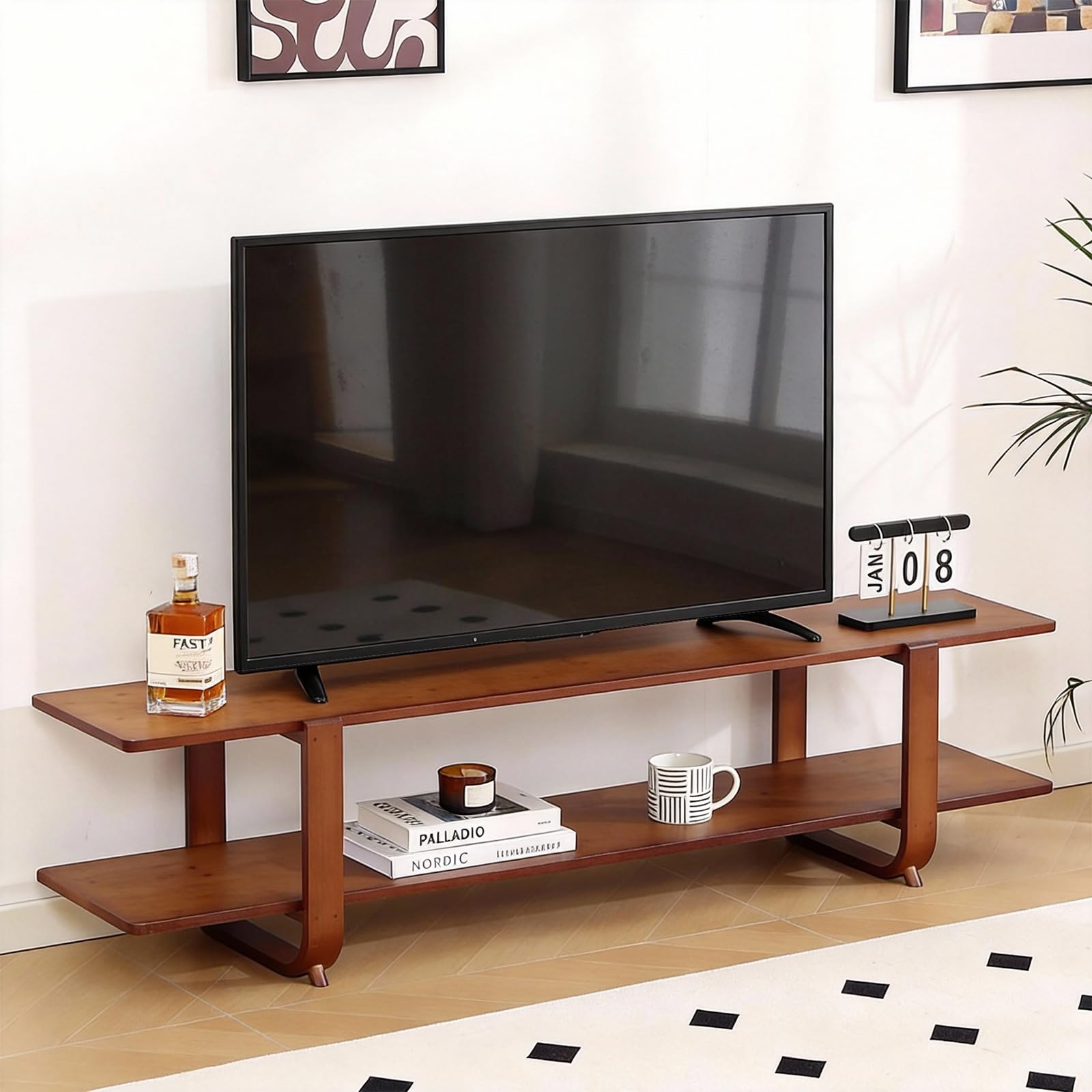 Walnut Mid-Century TV Stand for 65-Inch TVs