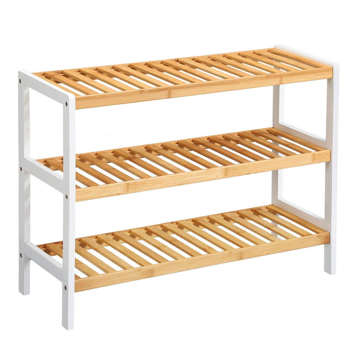 Taylor & Brown 3 Tier Natural Bamboo Shoe Rack Shelf Organiser Ideal for Bedroom, Bathroom, Hallway & Small Spaces Large Capacity Up to 12 Pairs of Shoes (54.5x70x24.5cm) โ image 1