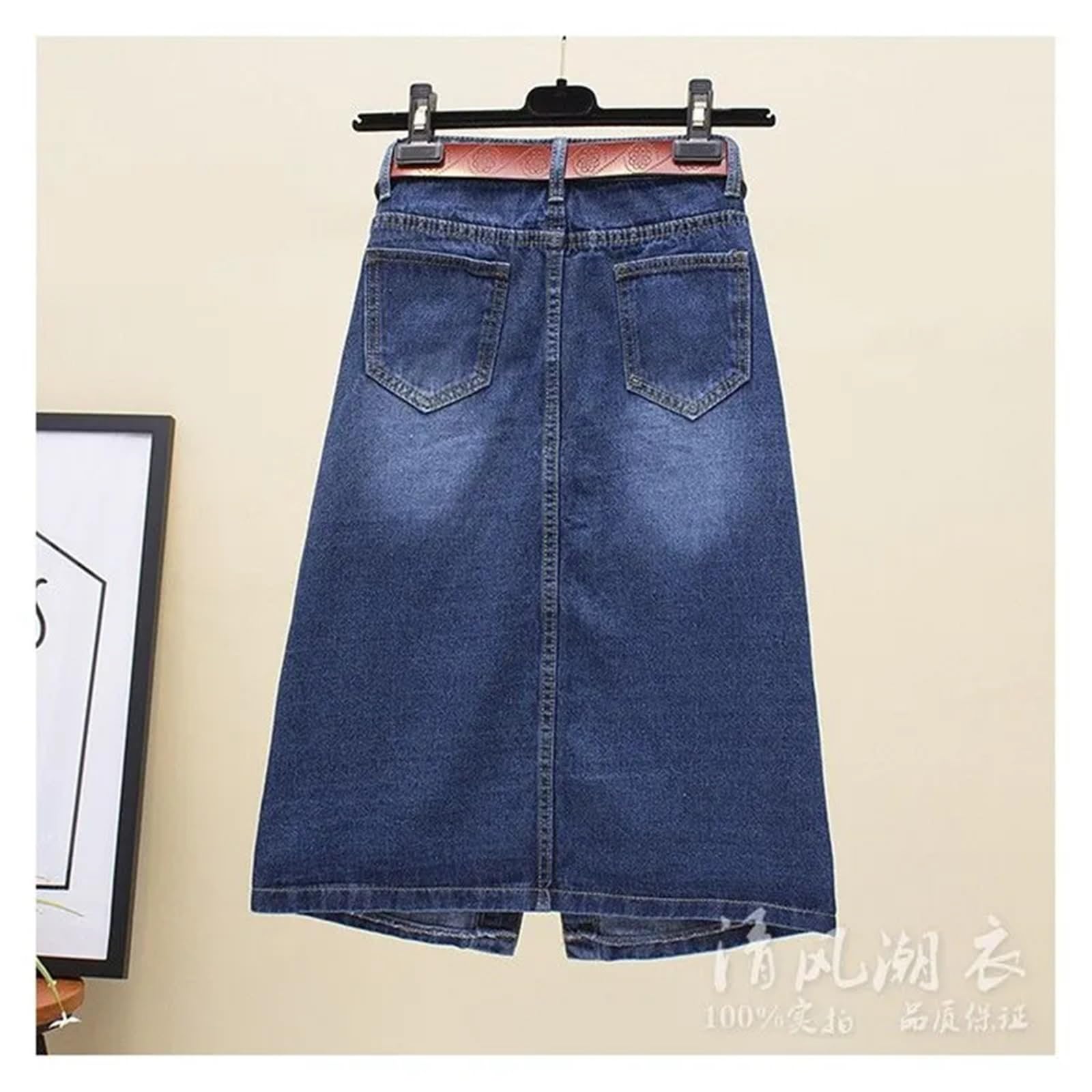 Gonne Longuette in Denim con Spacco Frontale da Donna Primavera Autunno per L'uso Quotidiano E per I Viaggi