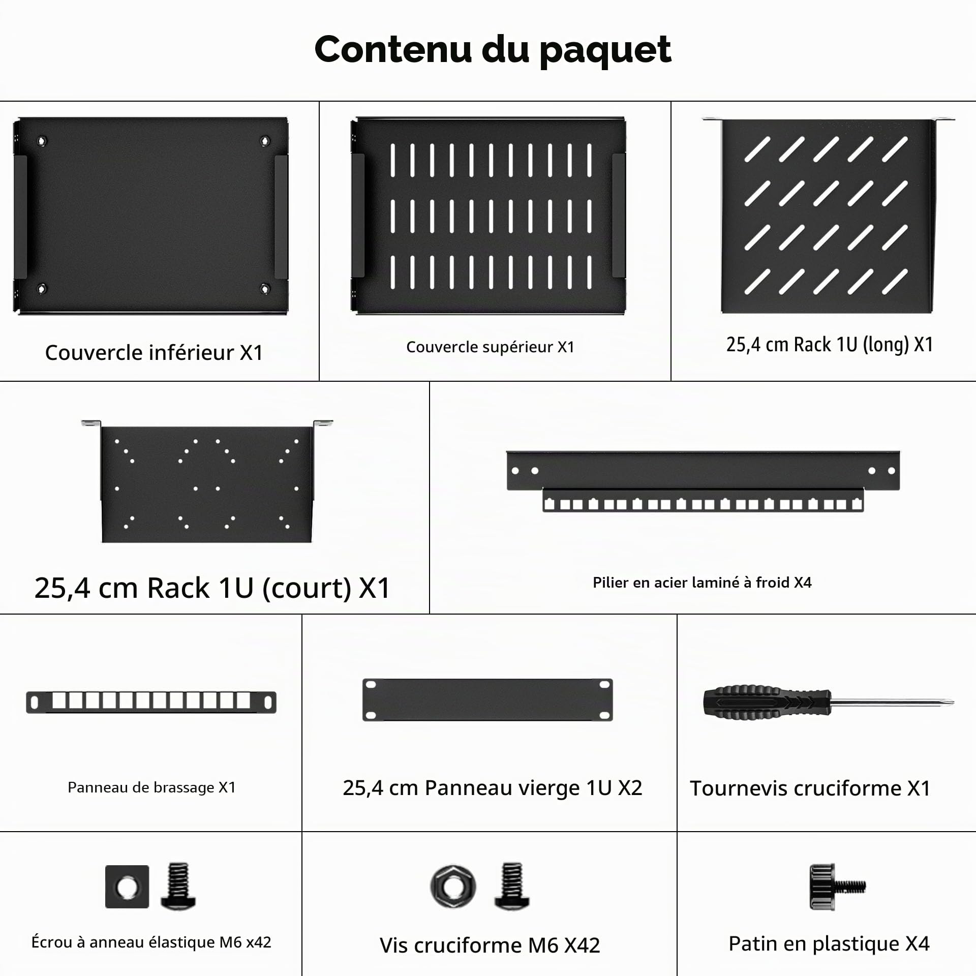 Armoire Serveur 8U, Mini Rack Serveur 10 Pouces pour Réseau, Serveur, Appareils Audiovisuels et Projets DIY, Profondeur 7,87 Pouces, Noir