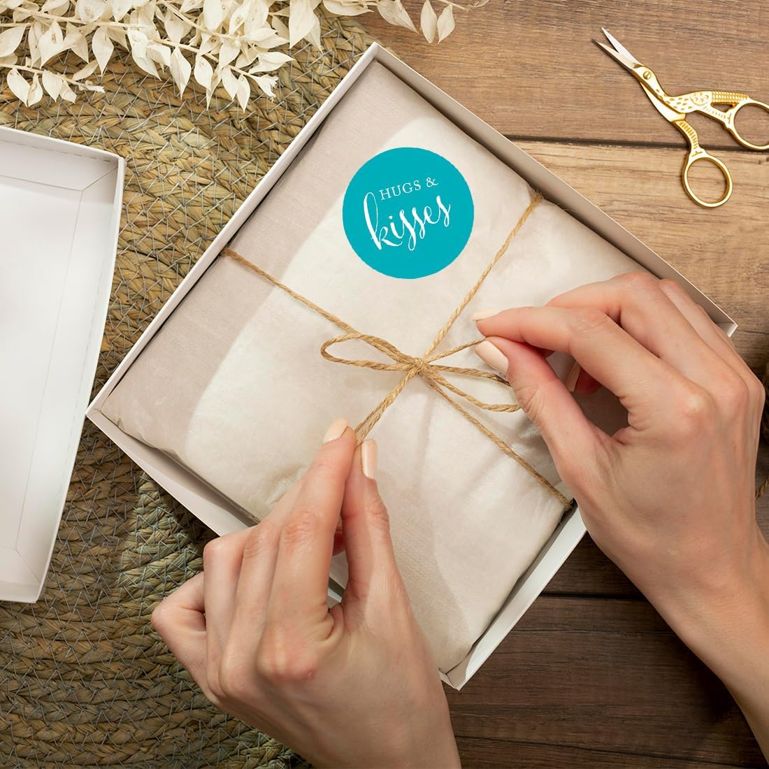 Andaz Press Personalized Wedding Chocolate Drop Label Stickers, Hugs and Kisses, Aqua, 216-Pack, for Engagement Bridal Shower Kisses Party Favors