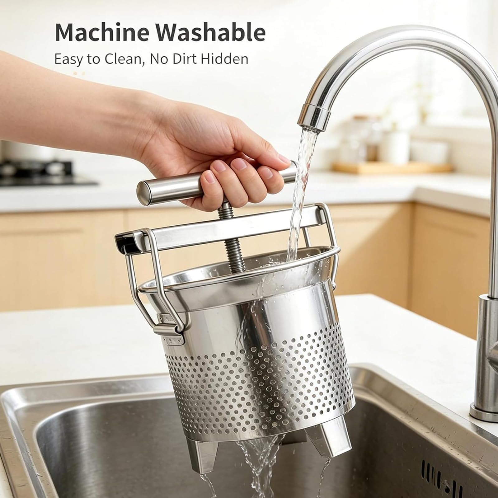Estrattore Manuale di Miele a Pressa, Pressa per Miele E Cera D'api in Acciaio Inox da 1,8 L, Pori Filtranti Uniformi, Gambe di Supporto, per Verdure, Yogurt E Separazione di Grassi, Cera D'api