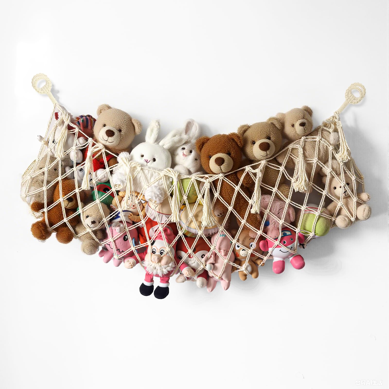 Soft Toy Net, Hammock Storage Bag for Toy Hanging Net Organizer Plush Toy for Bedroom White, 14,850 cm³ (approximately 14.85 liters)