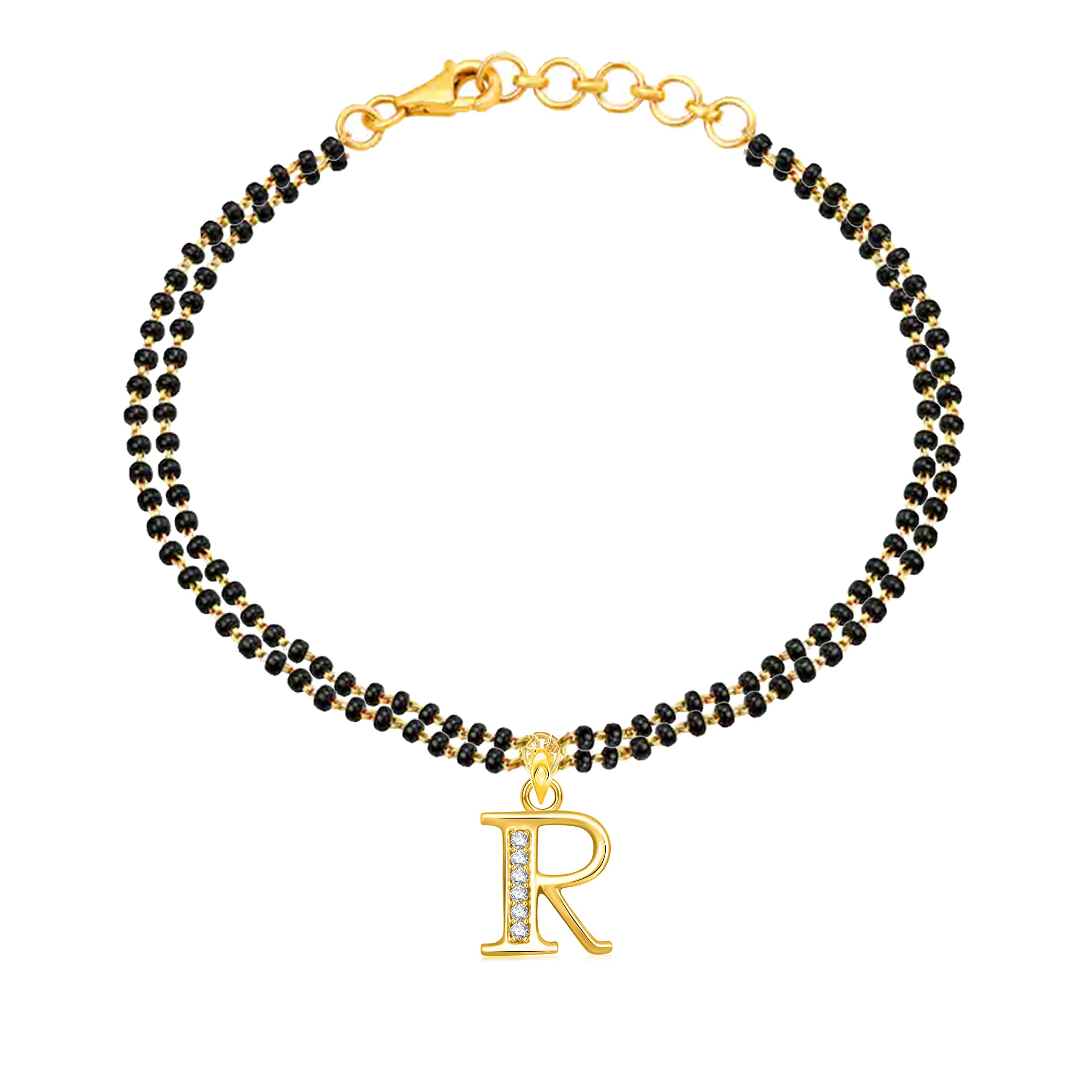 VSHINE" R "Alphabet Bracelet 8 inch Black Beads for Women-VSBR1062G (B095K2T95L) Amazon Price History, Amazon Price Tracker