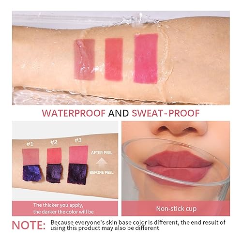 Lip Stain Peel Off Lip Liner Stain Long Lasting Lip Tint Highly Pigmented Color Lip Stain Transfer Proof Lip Tint (03, One Size)(03,1 Fl Oz (Pack of 1))