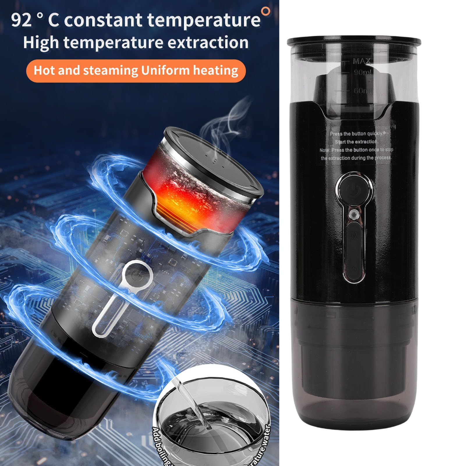 Haofy de de café Portátil Café de Automóviles Pequeñas Cafeteras con Presión de 15 Bares para Cápsulas de DG Café de café Cartuchos