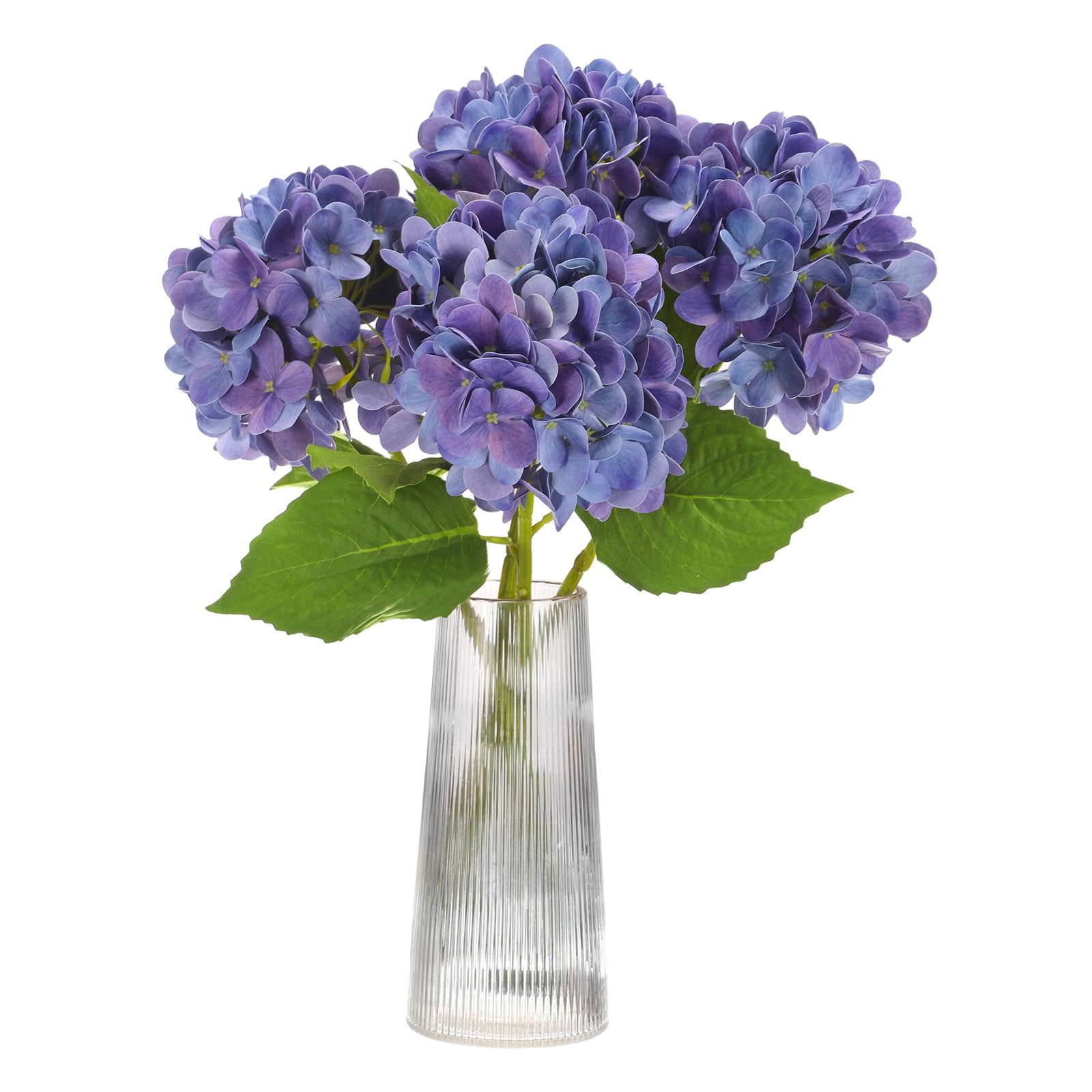 QUARKZMAN 4 Stück Künstliche Hortensienblüten 47cm Latex Real Touch Kunstblumen Sträuße Groß Lebensnah Für Zuhause Küche Party Hochzeit Dekoration Lila Blau