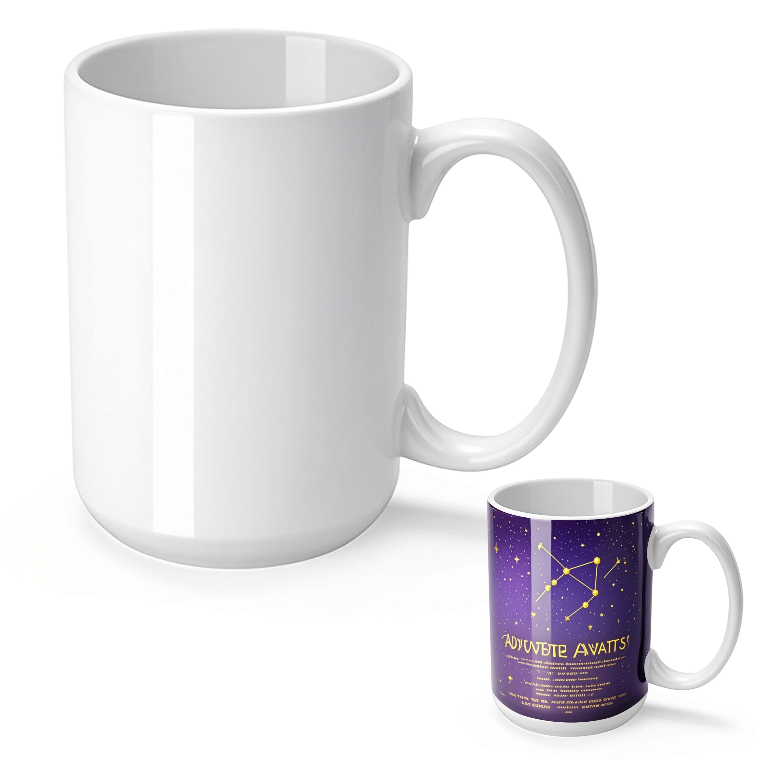 Joyclub 1 juego de tazas de sublimación en blanco de 15 onzas, tazas de cerámica blanca a granel con asa, tazas para sublimar para café, té, leche, sopa, regalos de bricolaje