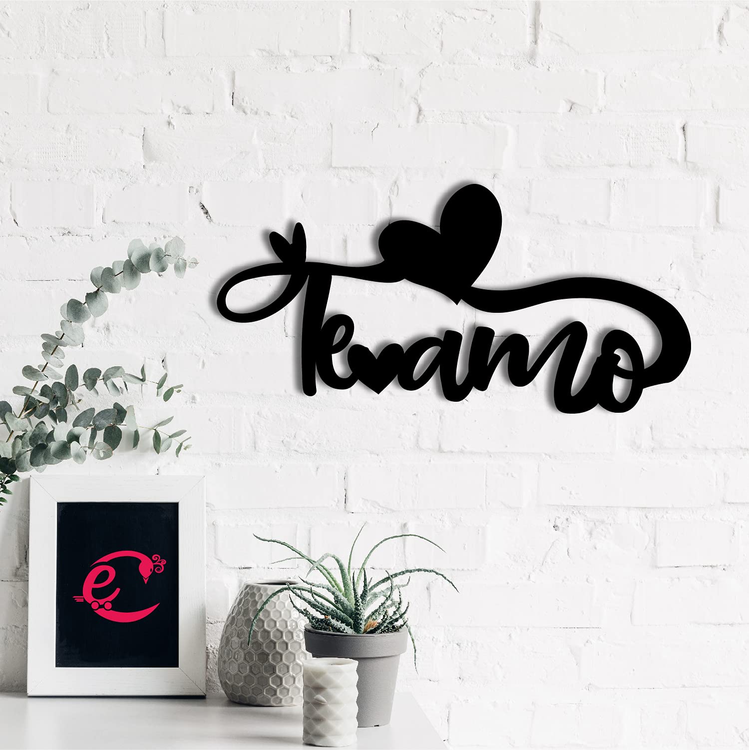 eCraftIndia Te Amo I Love You Wooden Wall Decor for Living Room Bedroom| Home Wall Decor Items Wall Art for Home Decor Valentine Gift for Girlfriend Boyfriend Husband Wife Her Him|Valentine Decoration