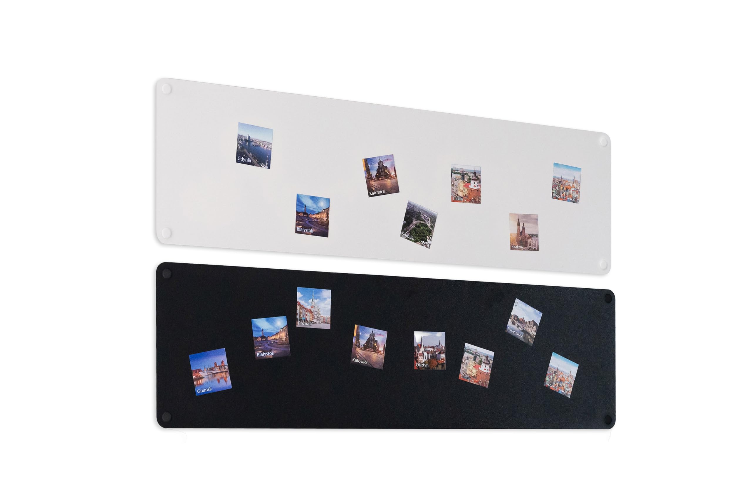 2 x Lavagna Magnetica da Parete in Acciaio Bianca+Nera 80x22 cm, White Memo-Board, Pannello Magnetico per Calamite, Lavagna da Cucina, Ufficio, Camera dei Bambini