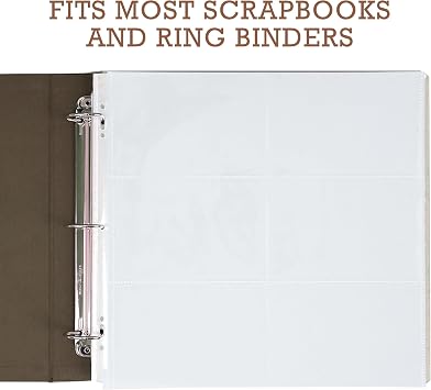 Samsill Scrapbook 6 Pocket Refill Pages 12x12 Inch, 50 Pack, Fits 3 Ring Scrapbook Binders and 12x12 Photo Albums, Holds 12 4x6 Inch Photos, Top-Loading, Heavy-Duty, Super Clear
