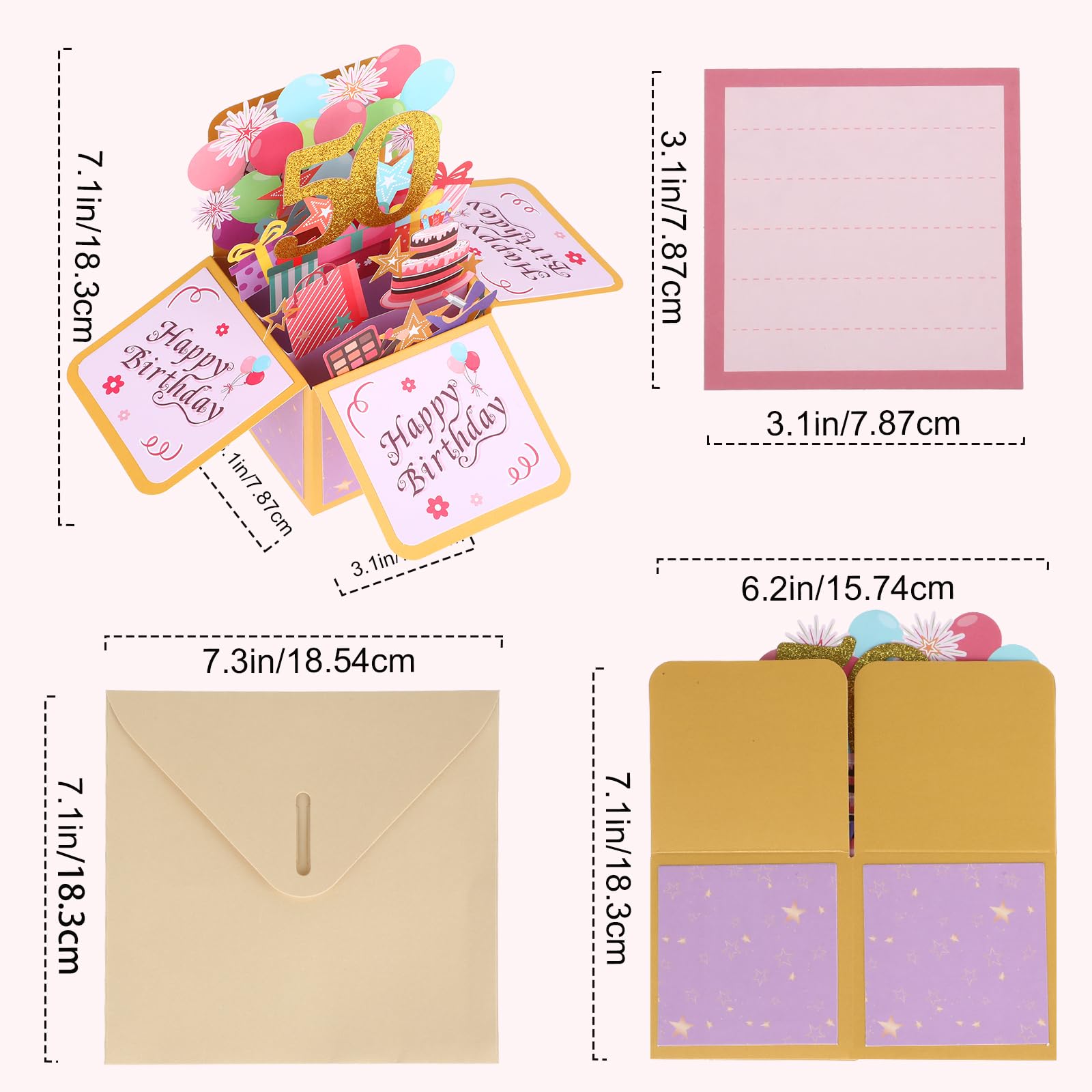 SOUSYOKYO Carte De 50e Anniversaire De Mariage Pour Homme, Mari, Lui, 50e Anniversaire De Mariage, Cadeau Pour Elle, Femme, épouse, Carte Portefeuille