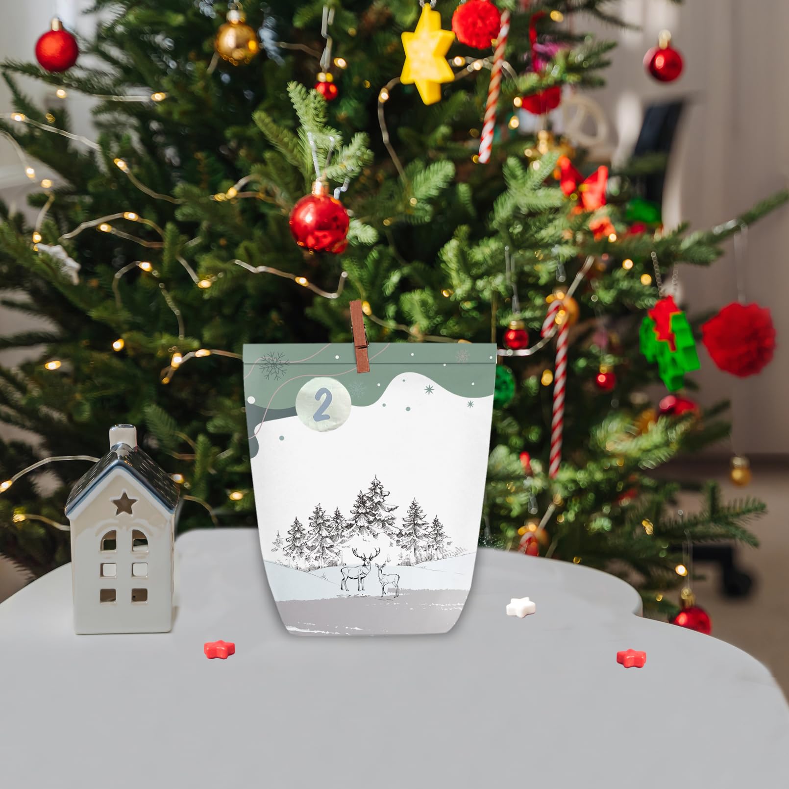 PANSIBY Advent Calendar for Filling 24 Christmas Calendar Paper Bags for DIY Crafts Christmas Bags with 1-24 Number Stickers to Fill Yourself - Image 3
