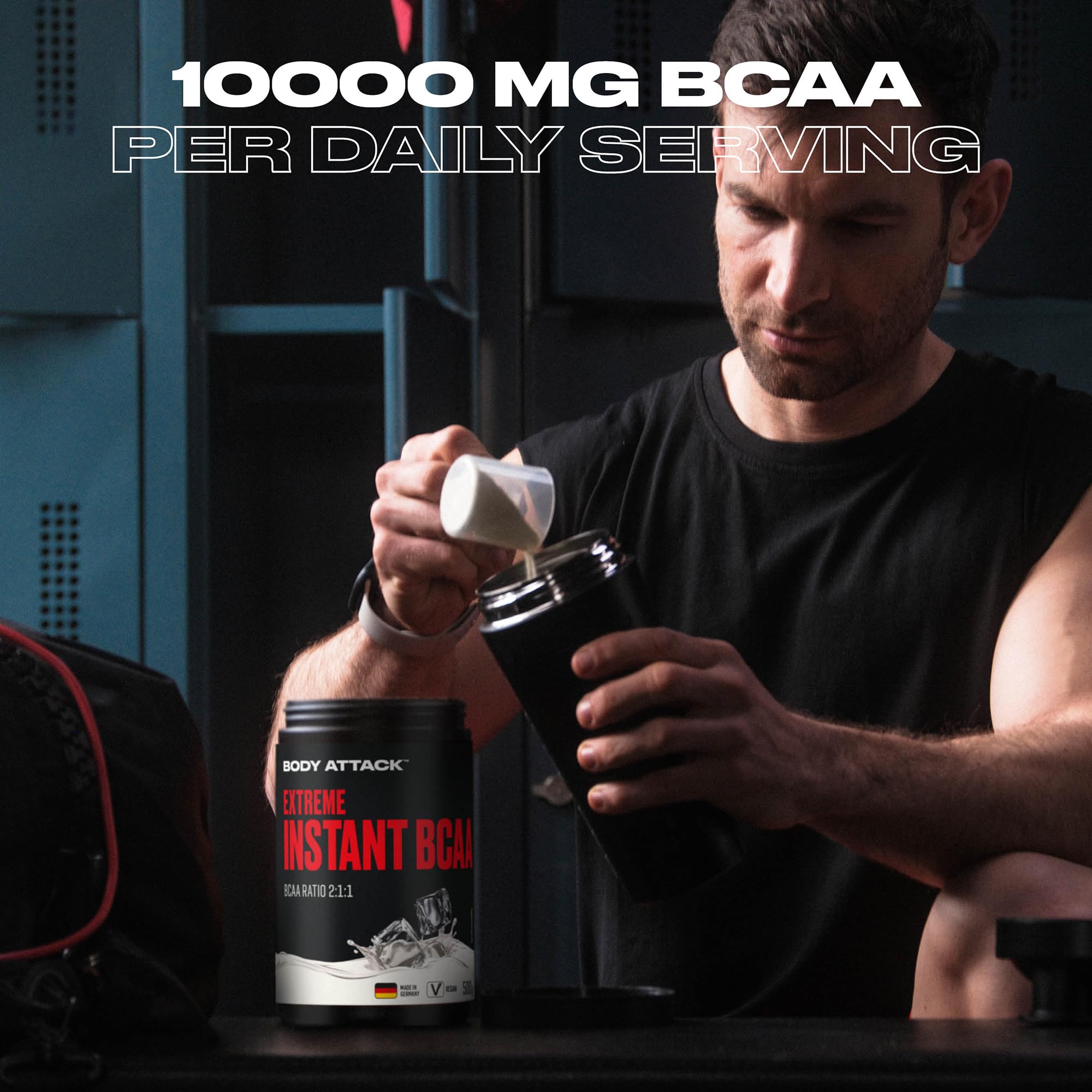 Body attack Extreme Instant BCAA - 500 g - Orange - Made in Germany - Gut lösliches, veganes BCAA Pulver im Verhältnis 2:1:1 - Zuckerfreie Aminosäuren für intensives Training - Mit L-Leucin