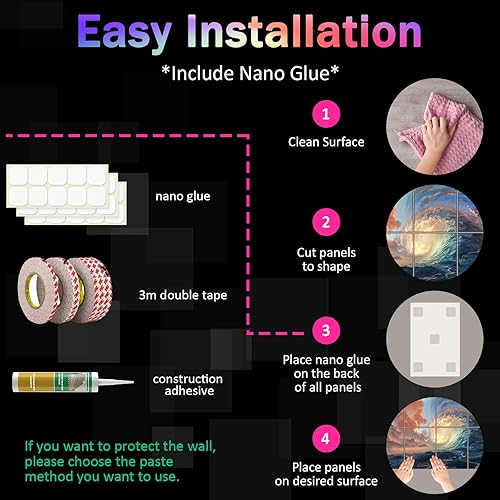 Miniatura 7 de Bobobier Paneles acústicos artísticos con autoadhesivo arte de pared acústico de 48 x 32 pulgadas mejor decoración que los paneles de espuma a