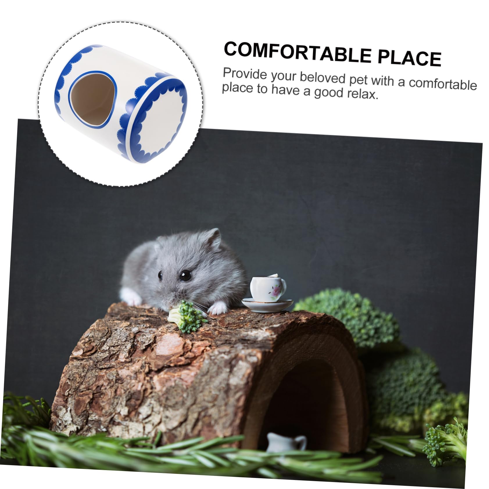 Yardwe Keramik Hamsterhaus als Kühlnest für Sommer, Blau, Robust