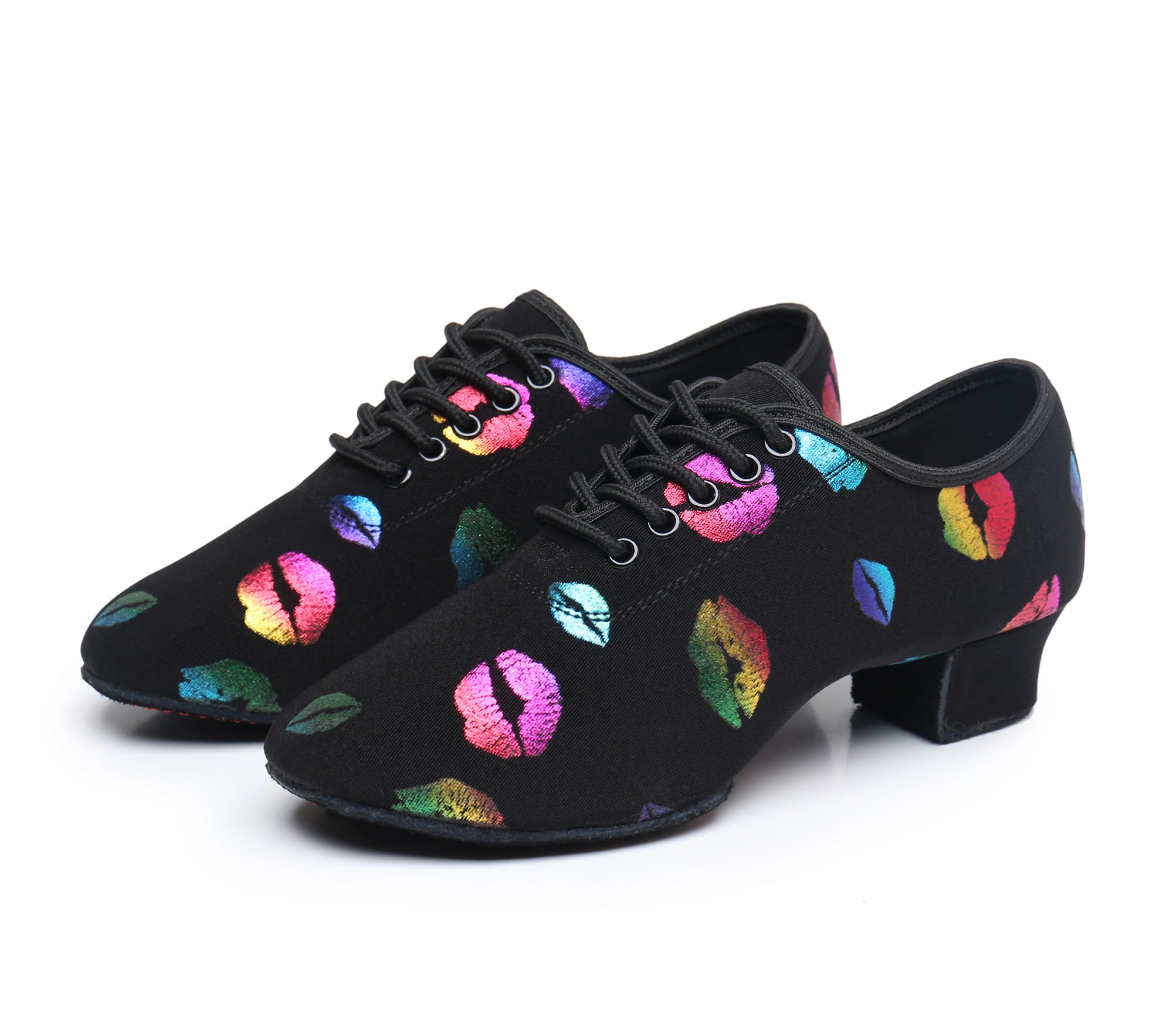 Zapatos de baile para mujer, con labios coloridos, lona, jazz, baile, práctica, enseñanza, ritmo, salsa latina, zapatillas de baile profesionales