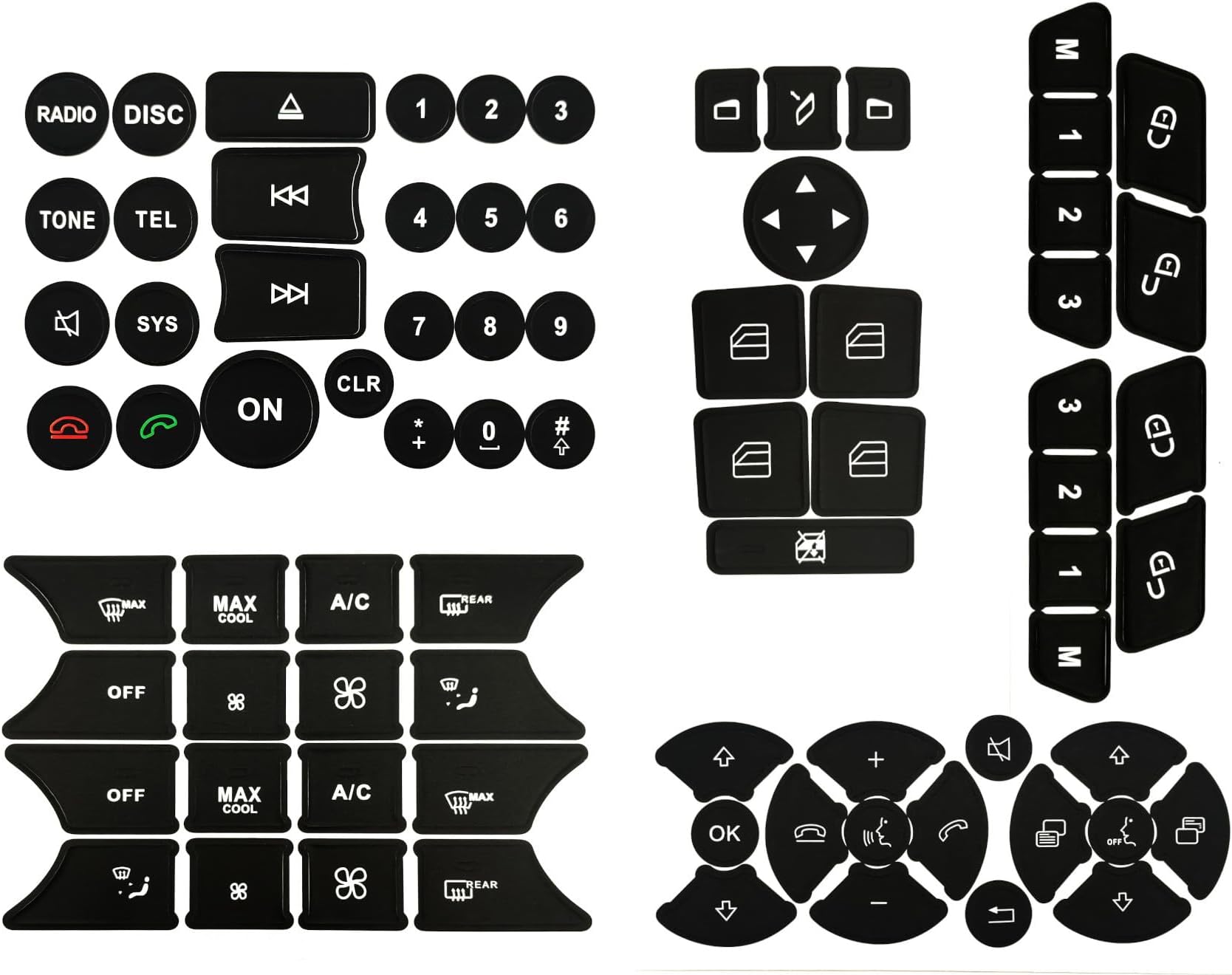 AtticZone Dash Button Repair Kit Stickers Decals Compatible with Benz 2008-2014, A B C E G CLS SL GLK Class, Style 2